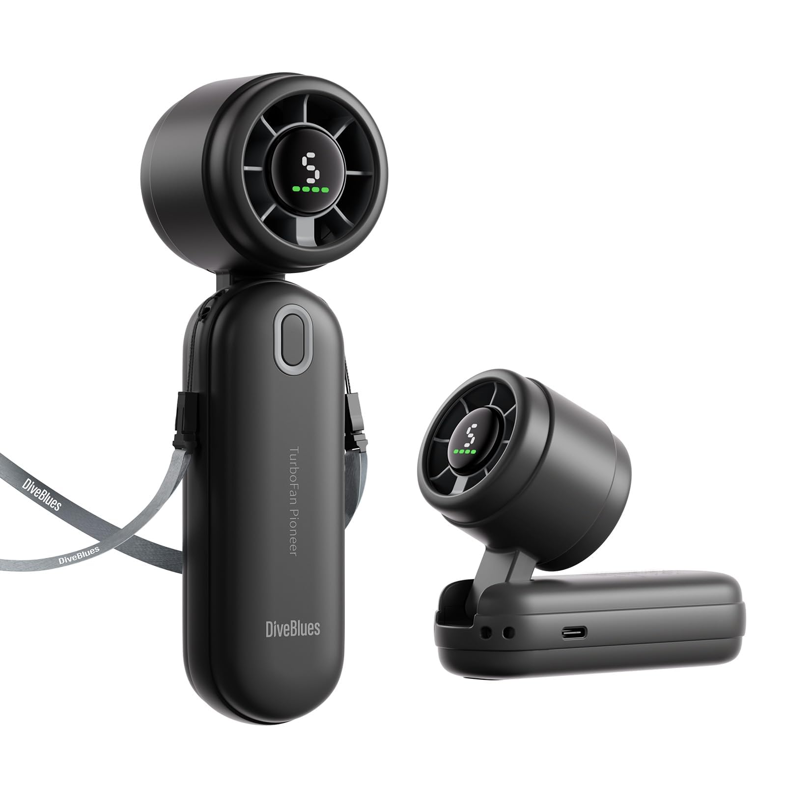 Iturbo Portable Handheld Turbo Fan, 5 Gear High Speeds, Foldable Rechargeable Mini Hand Fans - Koospark