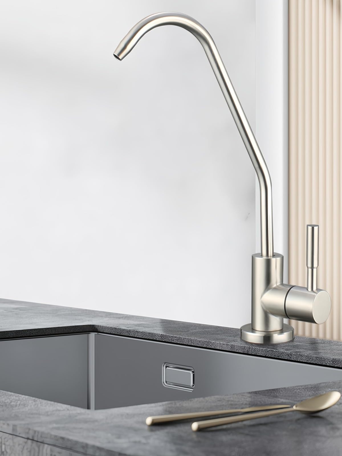 Bifordo Drinking Water Faucet,Easy To Install Lead- Sink Ro Faucet,Water Filter Faucets For Kitchen Bar Sink,Brushed Nickel Sus304 Reverse Osmosis Faucets