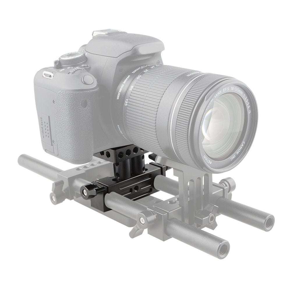 Camvate Dslr Baseplate Mount With Railblock Height Riser For 15Mm Rail Rod Support System - 1237