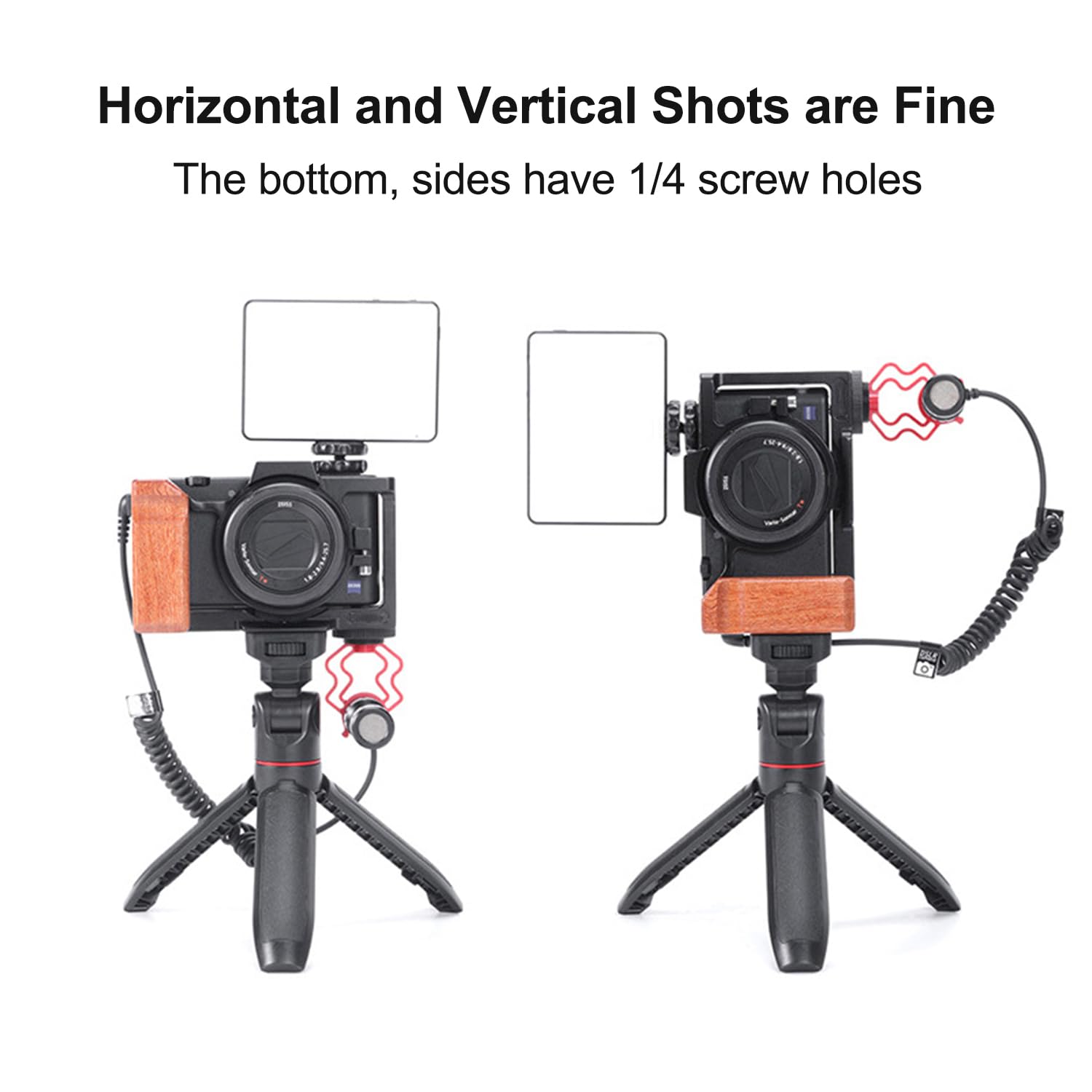 Anntery Zv1 Camera Cage For Sony Zv-1 Camera Video Shooting Cage Rig Filming Accessories 3/8“ Arri Locating 1/4" Cold Shoe Extension For Microphone/With Silicone Gel Grip, Cold Shoe Mount-A005
