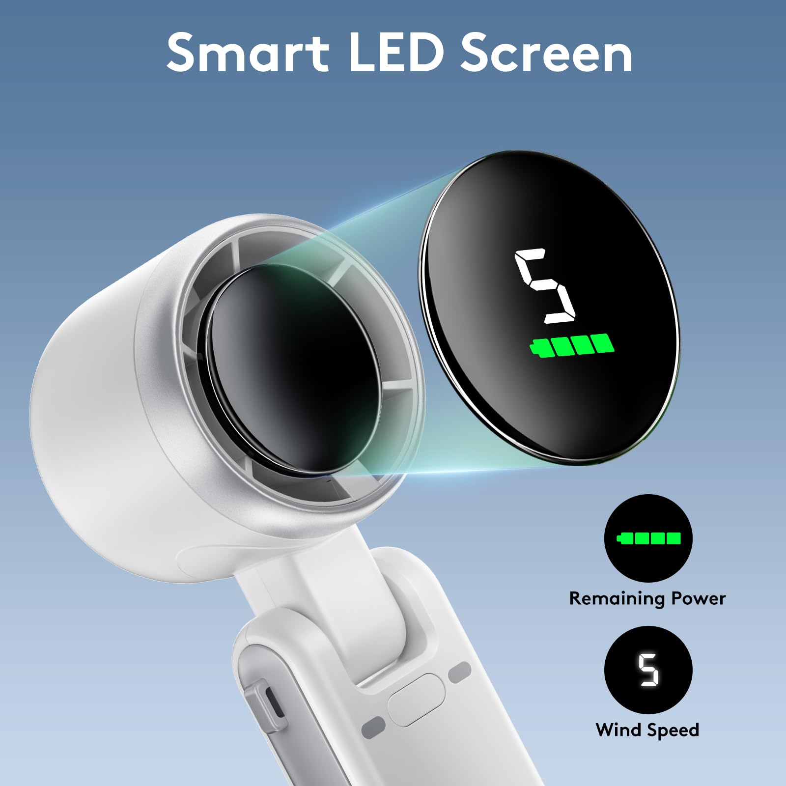 Portable Handheld Mini Fan, Foldable Powerful Winds Turbo Fan, 9000Mah Battery & 50000Rpm Speed, Usb