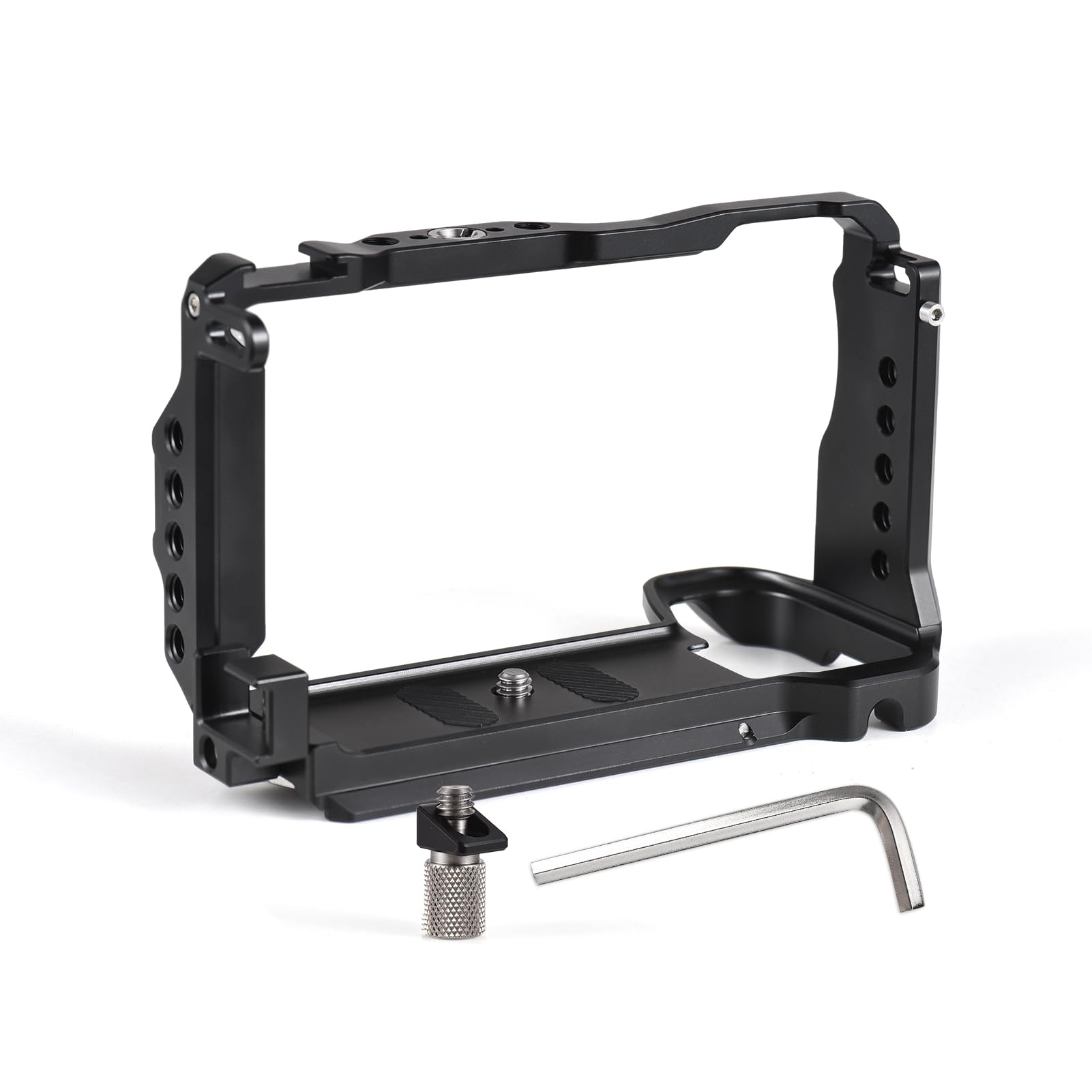 Andoer Camera Cage Video Cage Aluminum Alloy Camera Cage With Magnetic Key Slot Cold Shoe Holder Quick Release Slot Ark, Black
