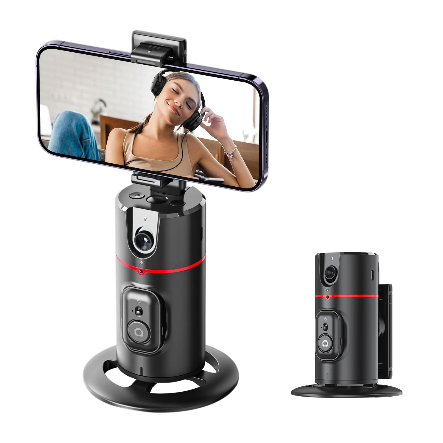 Afarer Auto Face Tracking Phone Holder 360° Rotation Phone Camera Mount, Face Body Tracking Phone Holder Foldable, Gesture Control 360 Rotation Tripod For Vlog, Tiktok, Live Stream, No App