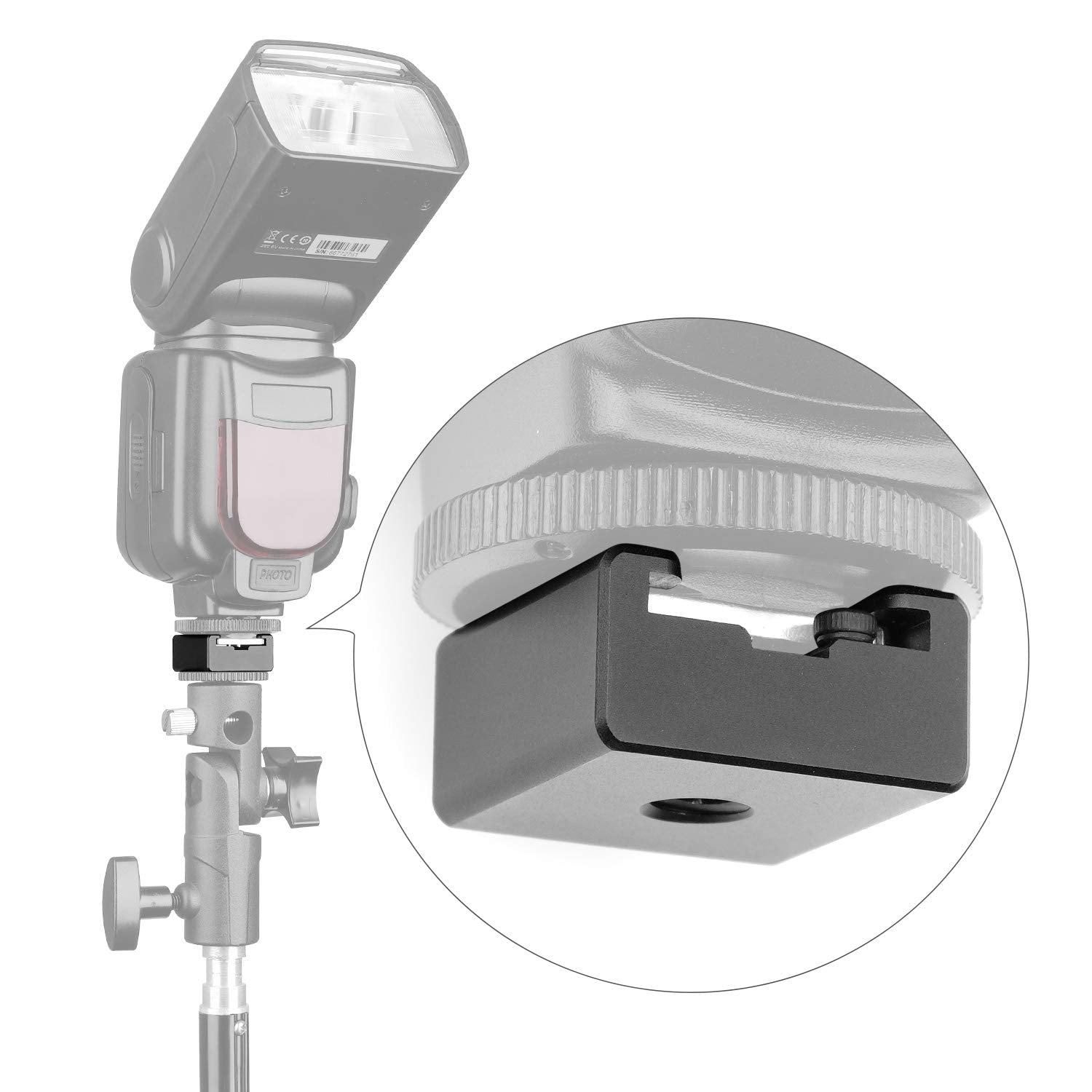 Anwenk Updated Flash Cold Shoe Mount Adapter Flash Shoe Mount Flash Stand Adapter With 1/4"-20 Tripod Screw Thread For Camera Flash Nikon Canon Olympus Panasonic Speedlite Flash, 2Pack