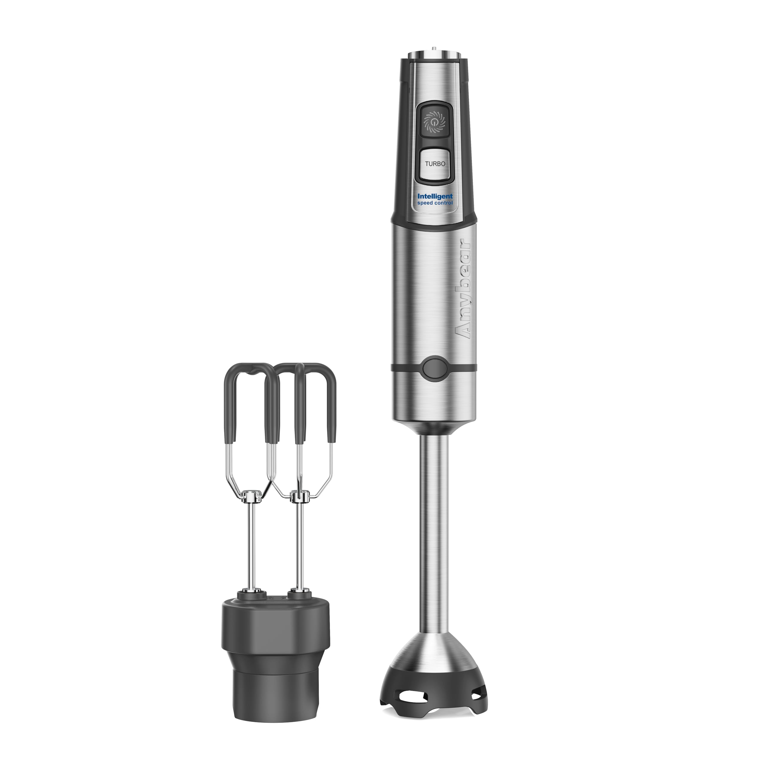 Anybear Immersion Blender, 1100W 2-In-1 Hand Held Blender With Full Copper Motor & Stainless Steel Body, 15 Speed & Turbo Mode Hand Mixer, Blade With Anti-Scratch Coating, Stick With Beaters