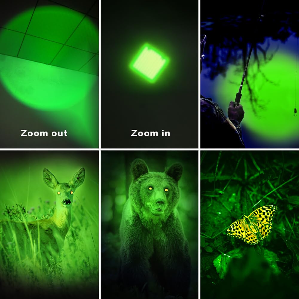 Raysoar 4 Pack Green Light Flashlight, 3 Mode Green Led Flashlight, Green Light For Night Observation