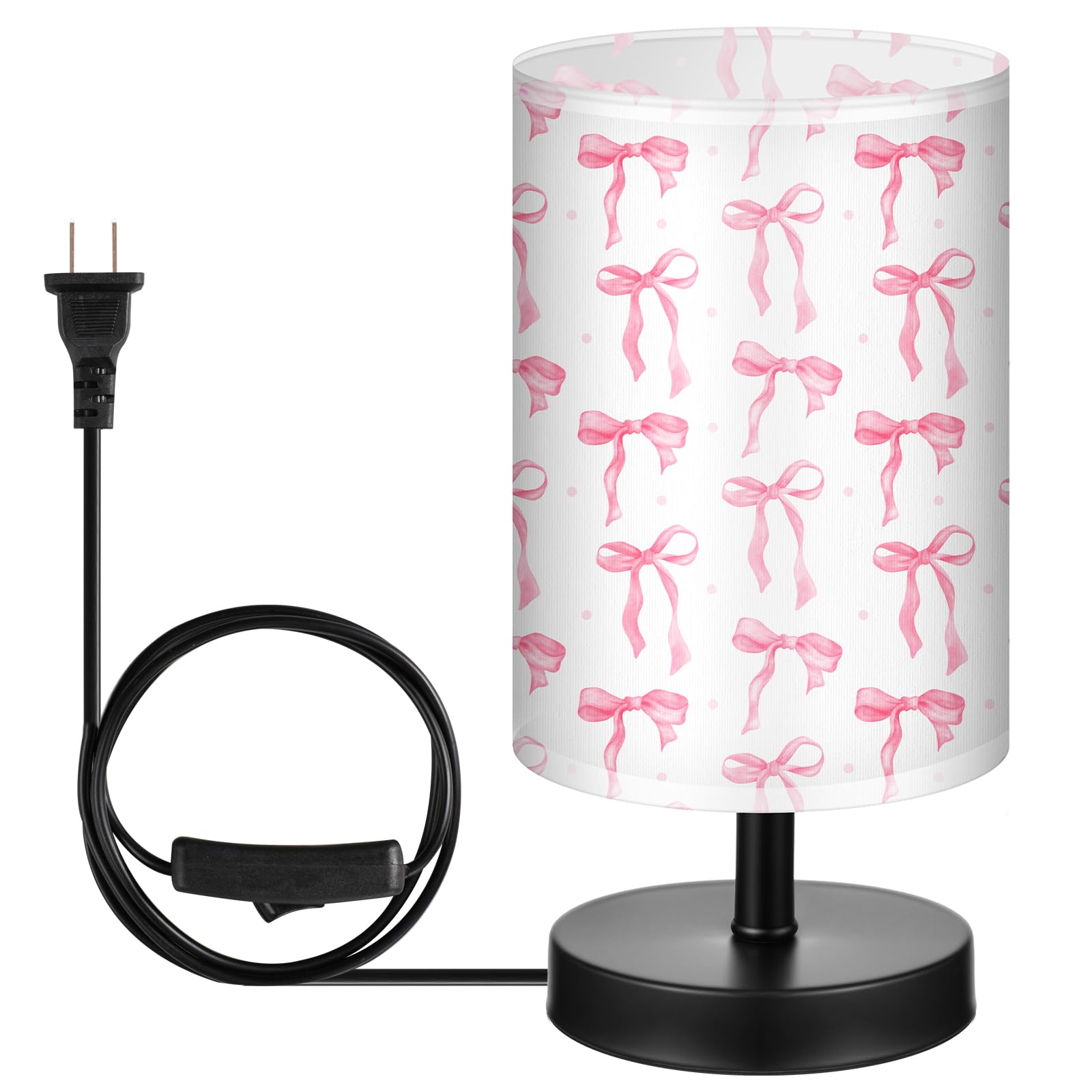 Glooglitter Table Lamp 3 Colors Dimmable Lights 9.72 X 5.12 Inch Night Light Bedside Lamps Decoration For Bedroom Desk Birthday For Christmas Home Decor(Pink Bow)