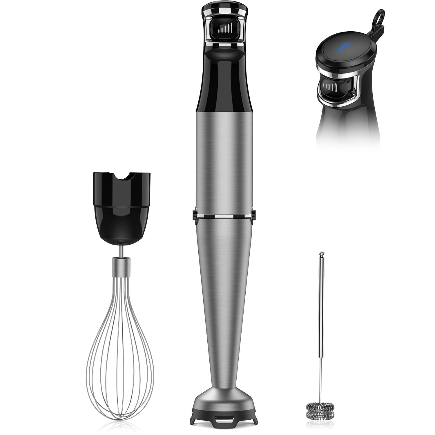 Besroy Immersion Blender Handheld 1100W Corded Hand Blender Trigger Variable Speed 3 In 1 Stick Blender With Whisk, Milk Frother Attachments Emulsion Blender Handheld For Soup, Smoothie, Puree