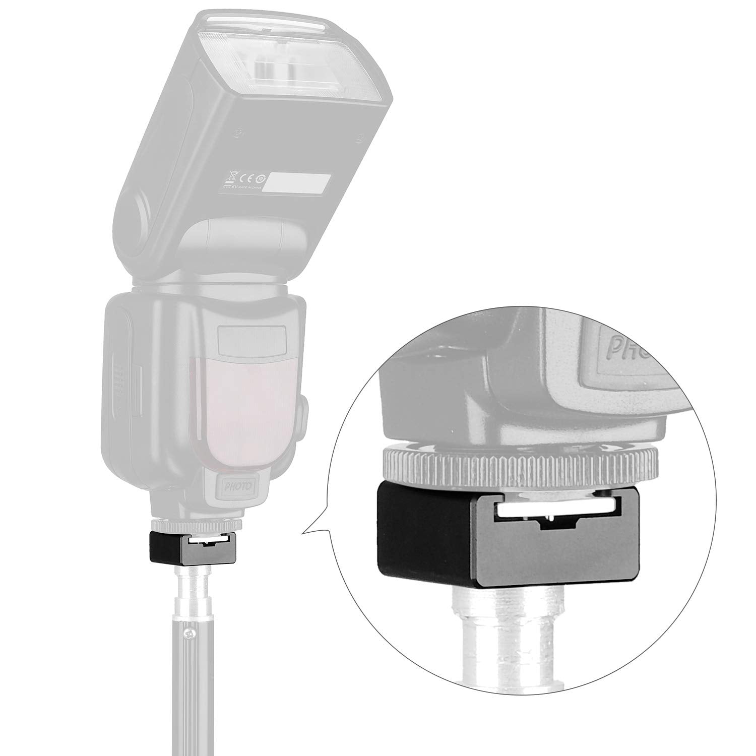 Anwenk Updated Flash Cold Shoe Mount Adapter Flash Shoe Mount Flash Stand Adapter With 1/4"-20 Tripod Screw Thread For Camera Flash Nikon Canon Olympus Panasonic Speedlite Flash, 2Pack