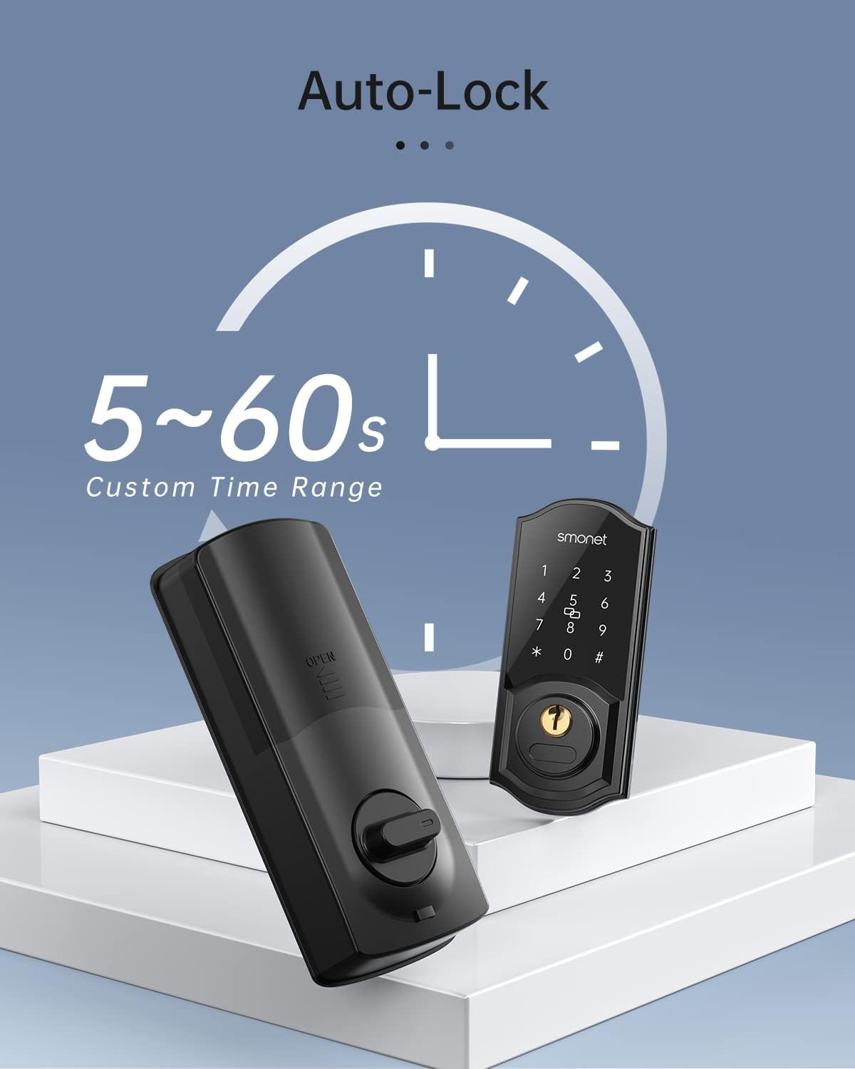 Smonet Smart Deadbolt, Keyless Entry Door Lock With Digital Keypad, Electronic Smart Locks For Front Door Bluetooth Touchscreen Lock Security, Remote Lock With Alexa And Gateway For Residential Home