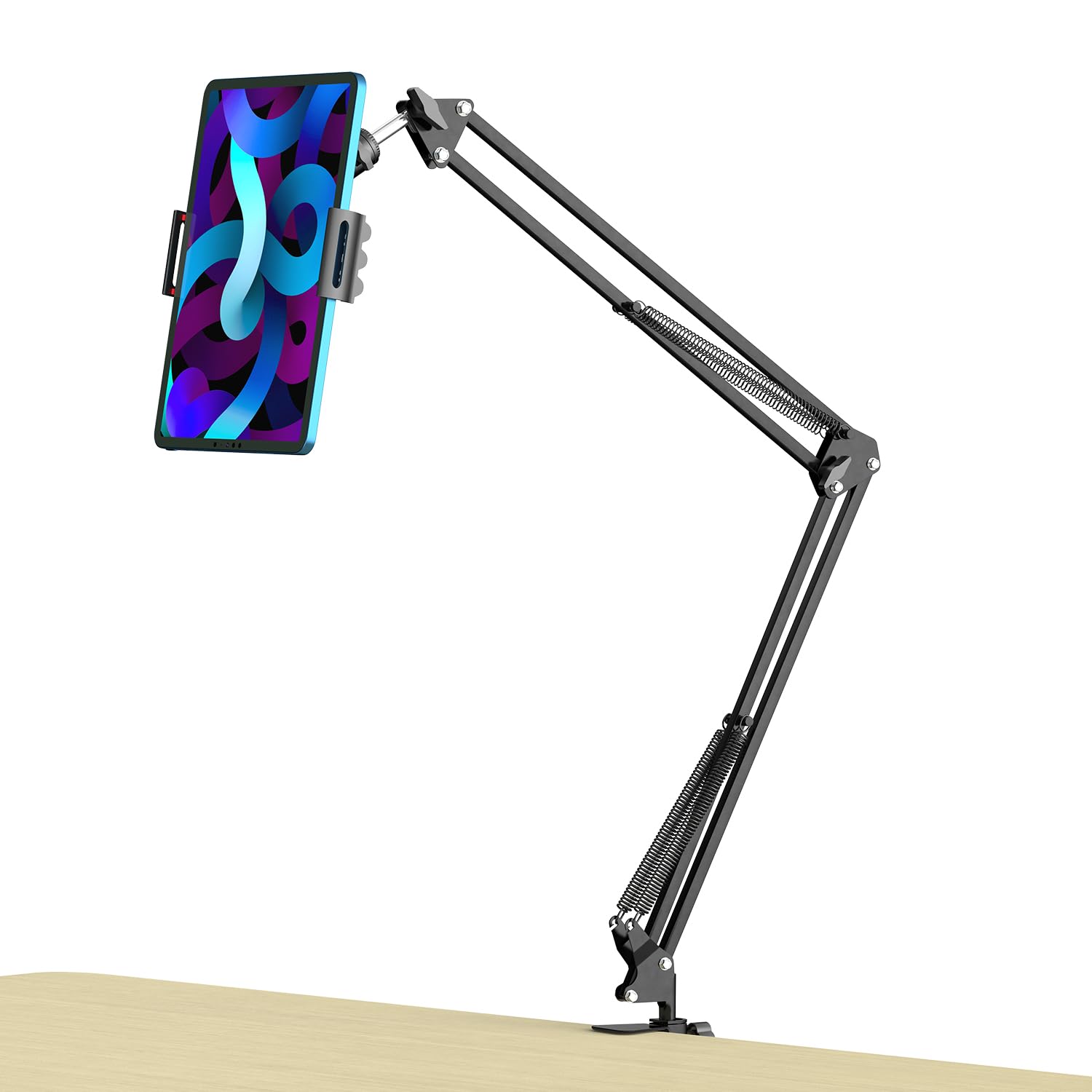 Anivia Overhead Video Stand Phone Holder Articulating Arm Phone Mount,Articulating Phone Stand Tablet Table Top Scissor Boom Arm,Phone Holder For Streaming Phone Baking Crafting