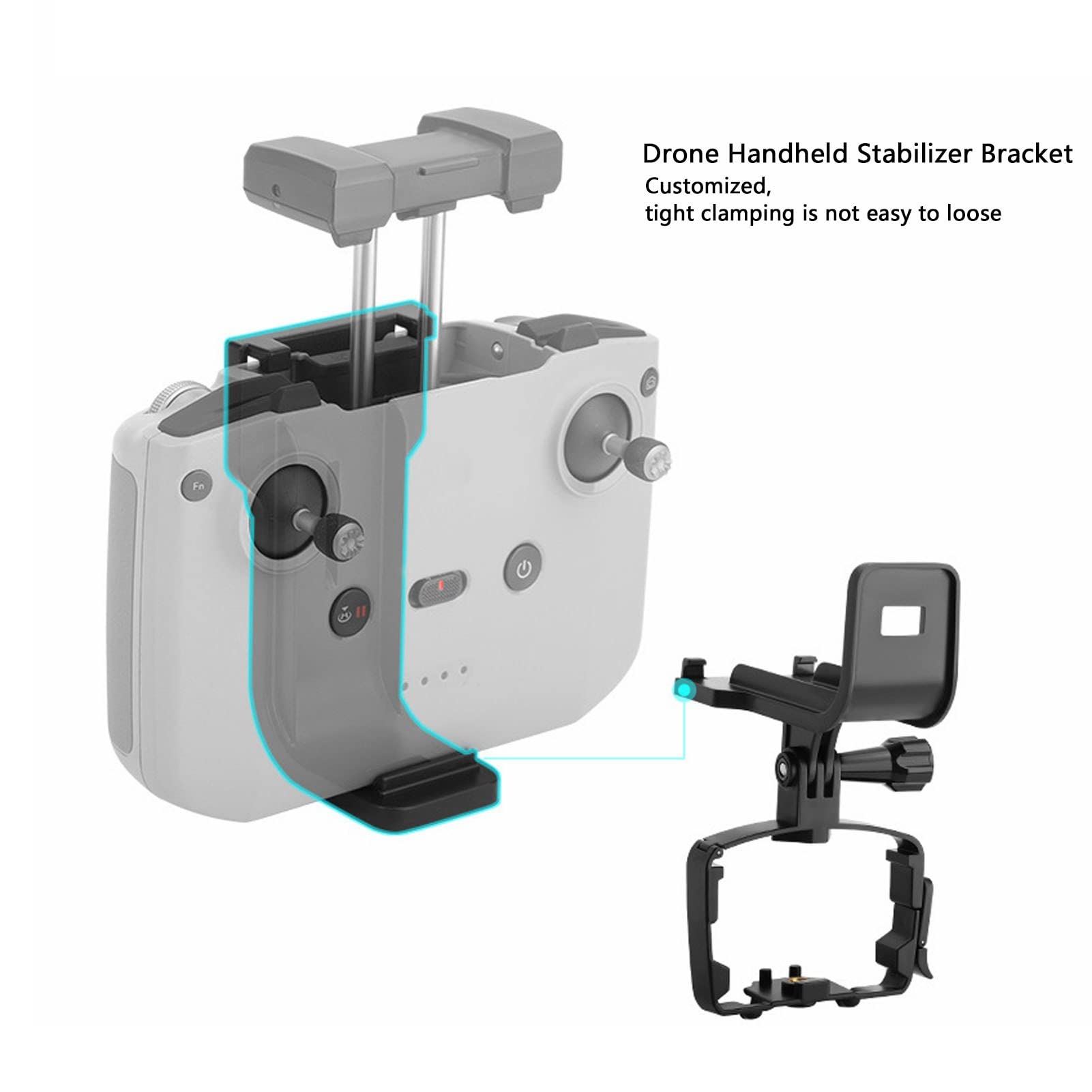 Amonida Drone Handheld Stabilizer Bracket, Drone Holder Mount Grip Stable Multi Angle Adjustable 1/4 Screw Mount For Dji Mini 3 Pro Rcn1