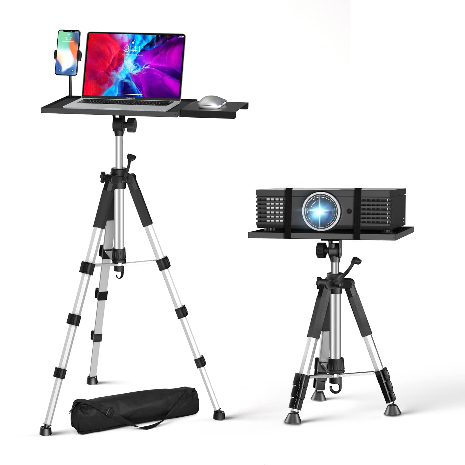 Facilife Projector Tripod - Adjustable Height From 17.6 To 51.4 Inches, Multi-Purpose Portable Stand For Laptop, Dj & More
