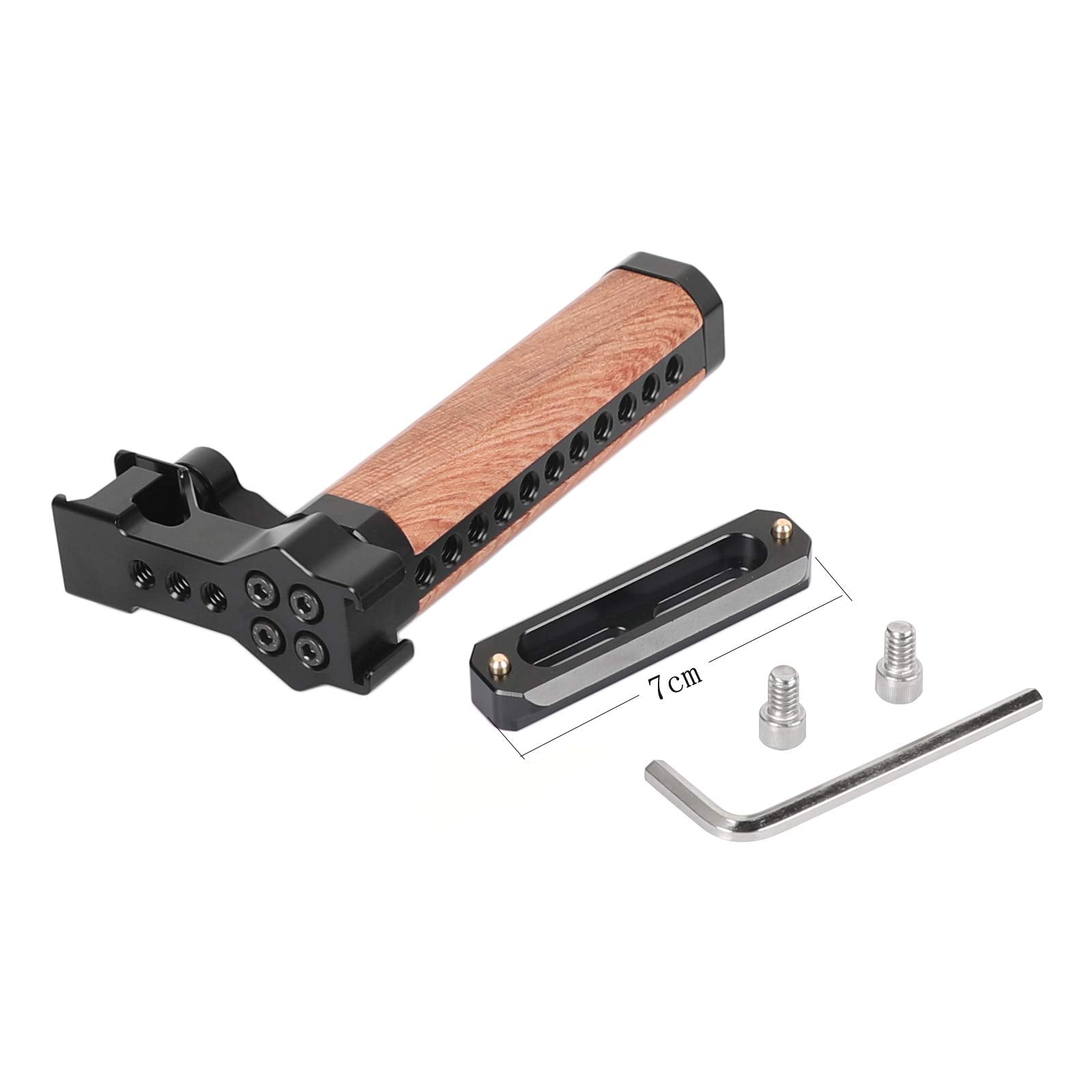 Camvate Wooden Top Handle Grip With Quick Release Nato Clamp And 70Mm Nato Safety Rail For Dslr Camera Cage Rigc - 2599