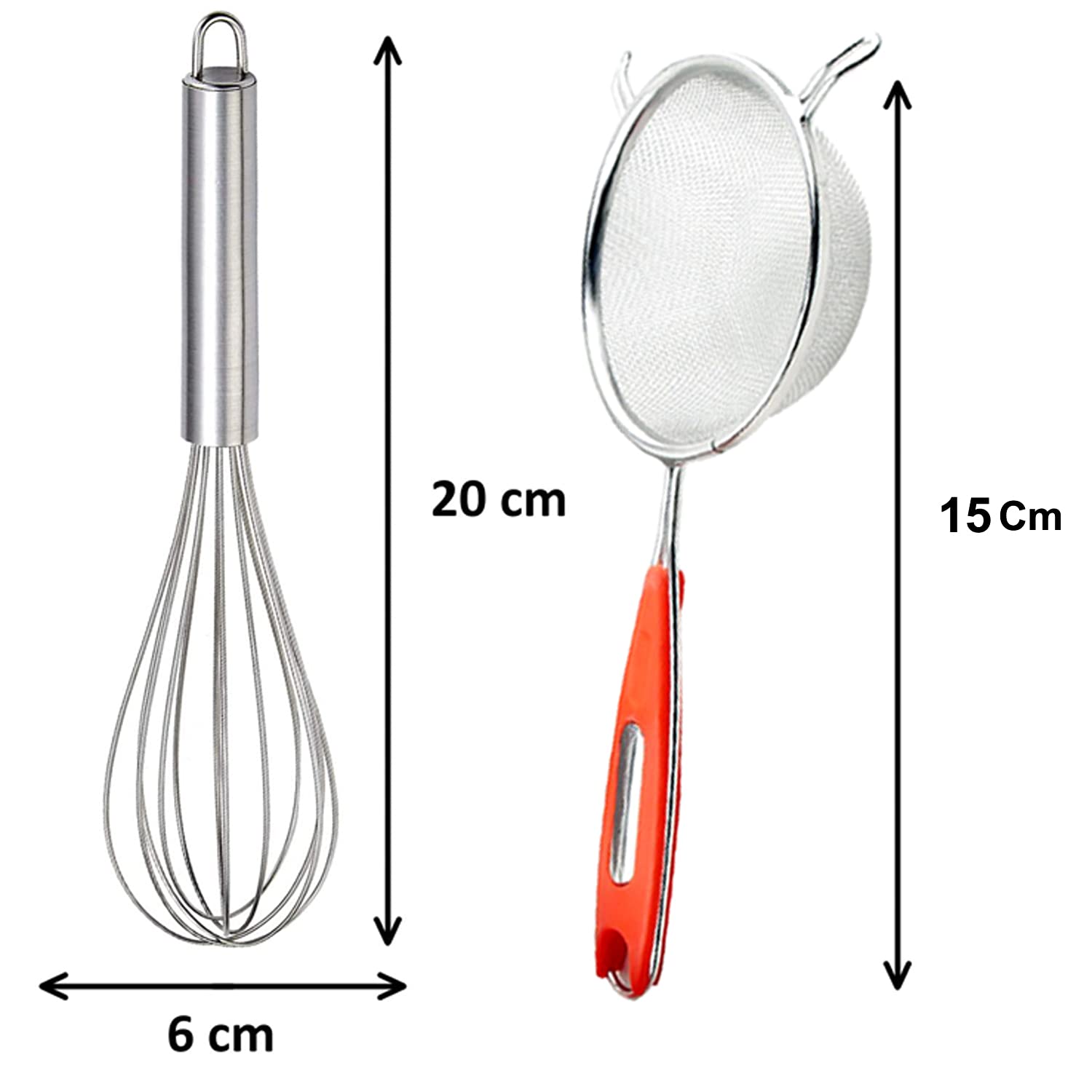 Kuber Industries Stainless Steel (15 Cm) Soup & Juice Strainer And Hand Blender Mixer Froth Whisker Latte Makerg(20Cm)(Silver) (Model: Hs_37_Kubmart020469)