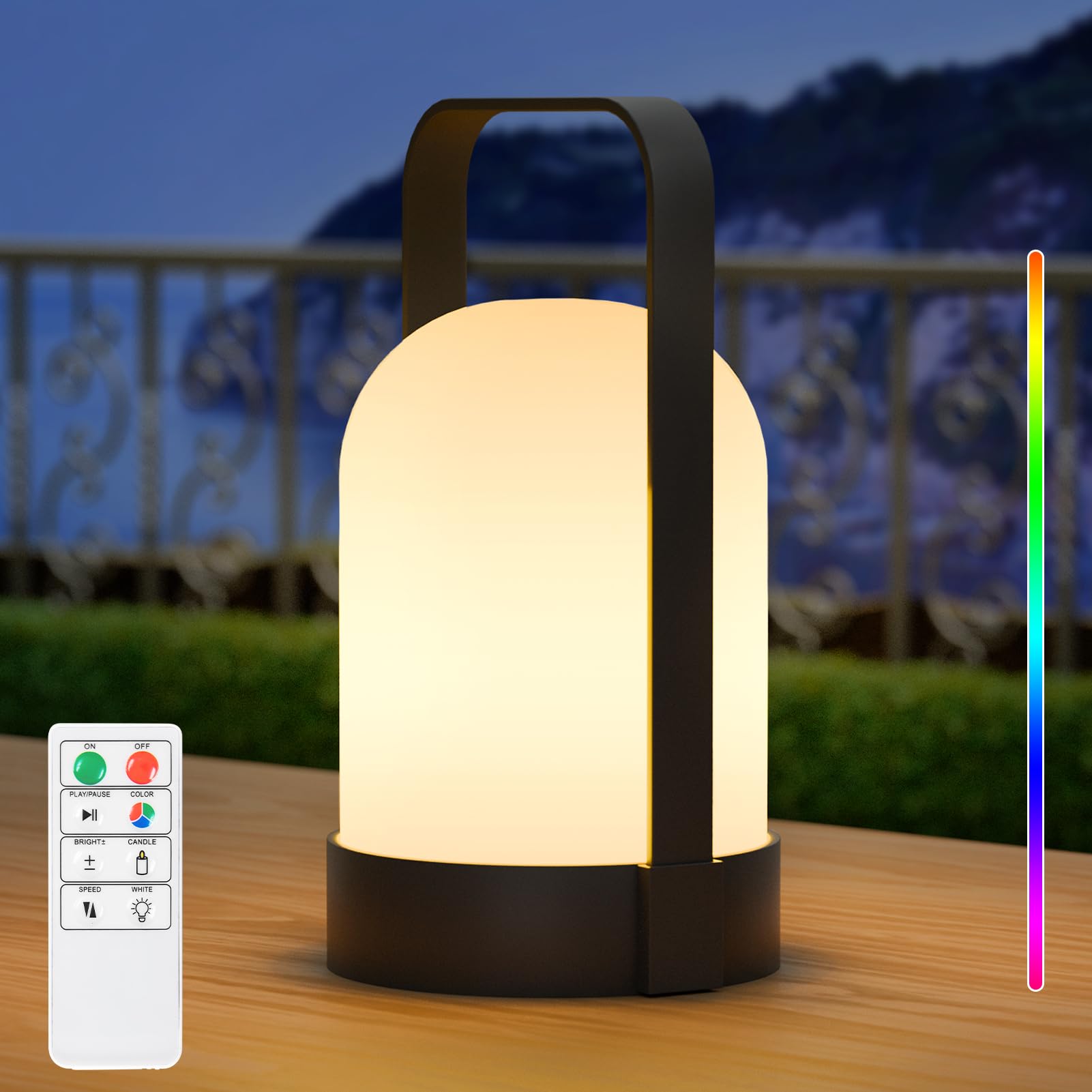 Uuffoo Nicebuy Rechargeable Outdoor Table Lamp - Remote Controlled Led Lantern With 8 Lighting Modes, Portable Handle Design For Patio, Garden & Camping (2-Pack, Ip44 Weatherproof)