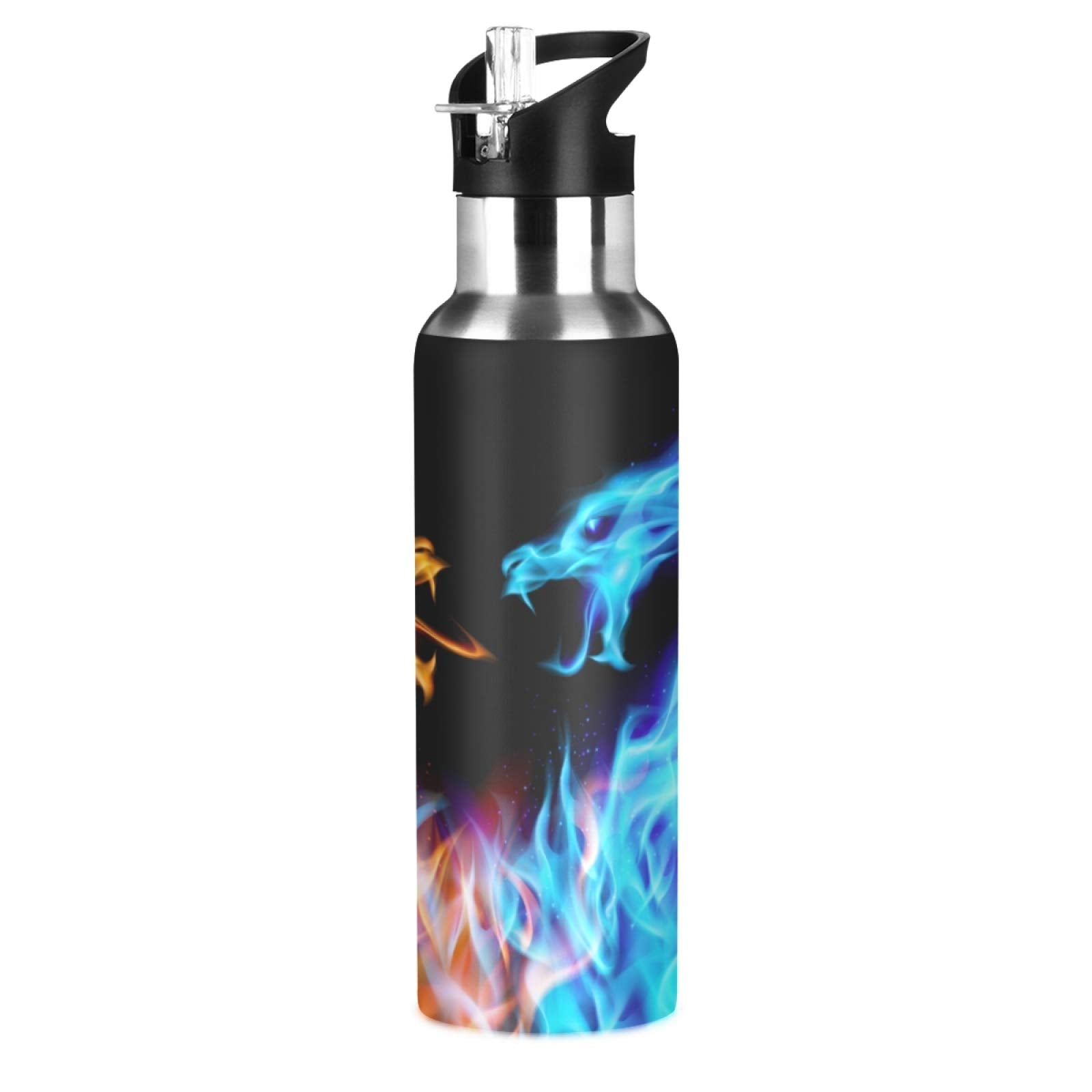 Qilmy 3D Printing Dragon Water Bottle Vacuum Insulated Stainless Steel Water Bottles With Straw