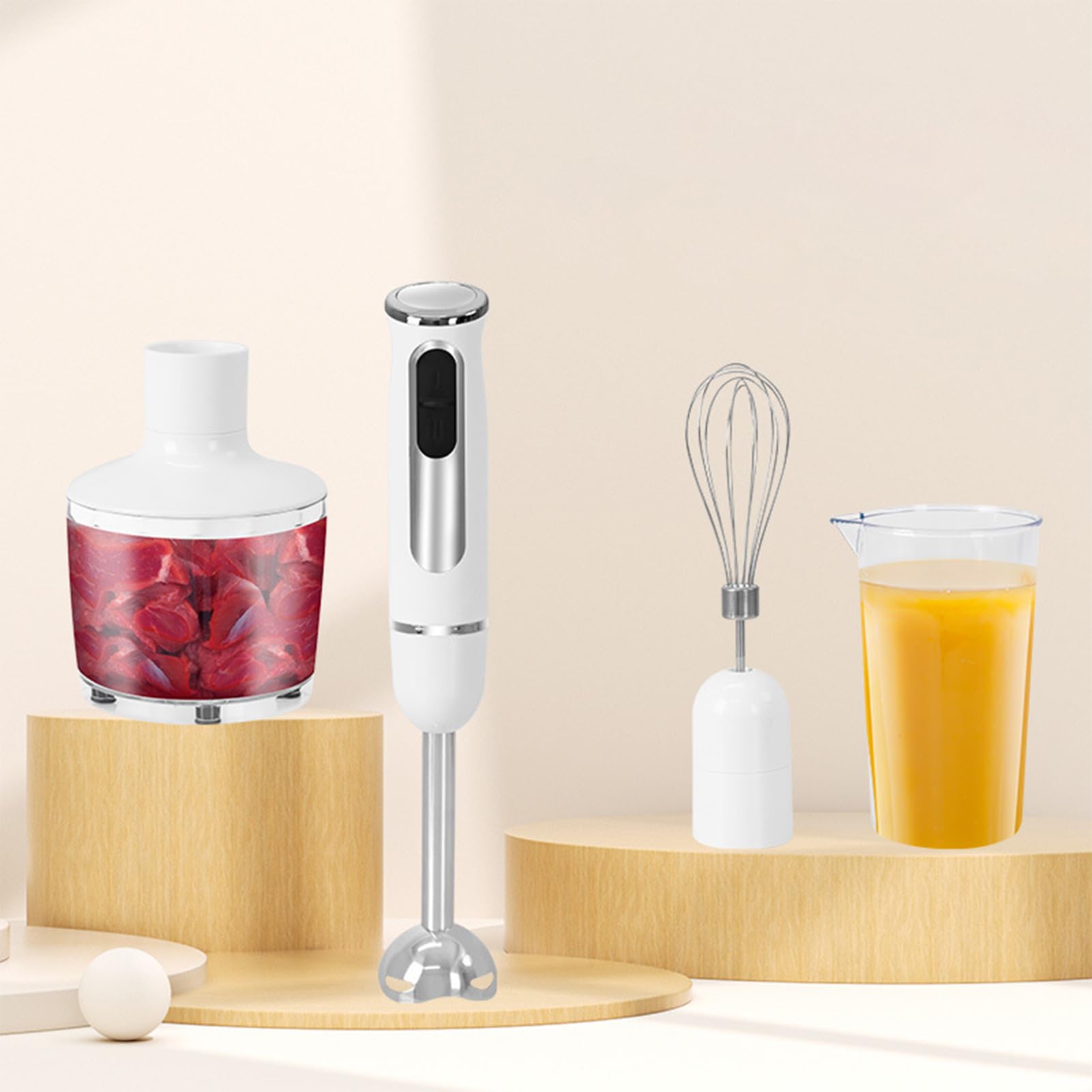 Miaokatze Immersion Blender Handheld For Kitchen,Emulsion Blender Handheld With Titanium Blades, With Whisk, Milk Frother Attachemnts, Perfect Emulsifier For Soup, Smoothie, Puree