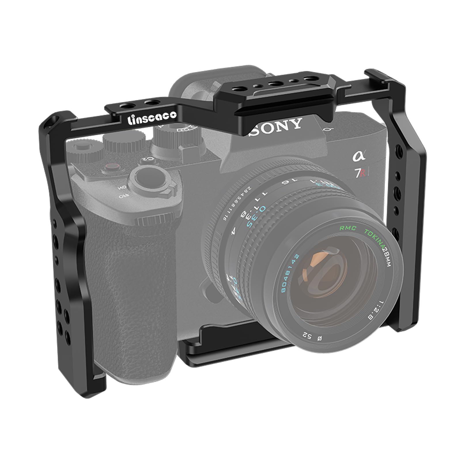 Linscaco Camera Cage For Sony Alpha 7 Iv/A7 Iii/A7 Ii/A7R Iii/A7R Ii, Video Stabilizer, Cold Shoe Mount, Multiple 1/4"-20 & 3/8"-16 Threaded Holes