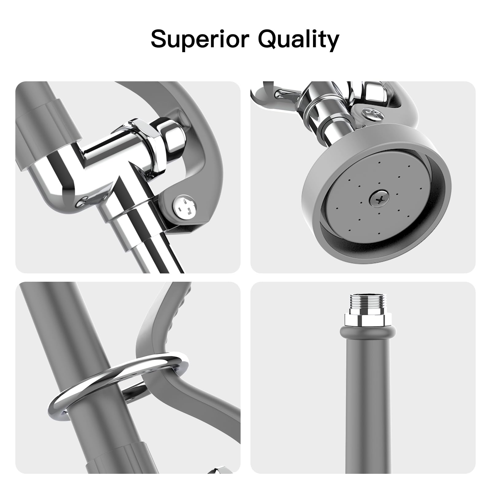 Cwm Commercial Sink Sprayer With 45” Flexble Stainless Steel Hose, 1.42 Gpm Pre Rinse Spray Valve With Ergonomic Handle, Commercial Kitchen Faucet Parts,Dish Sprayer For Restaurants (Gray)