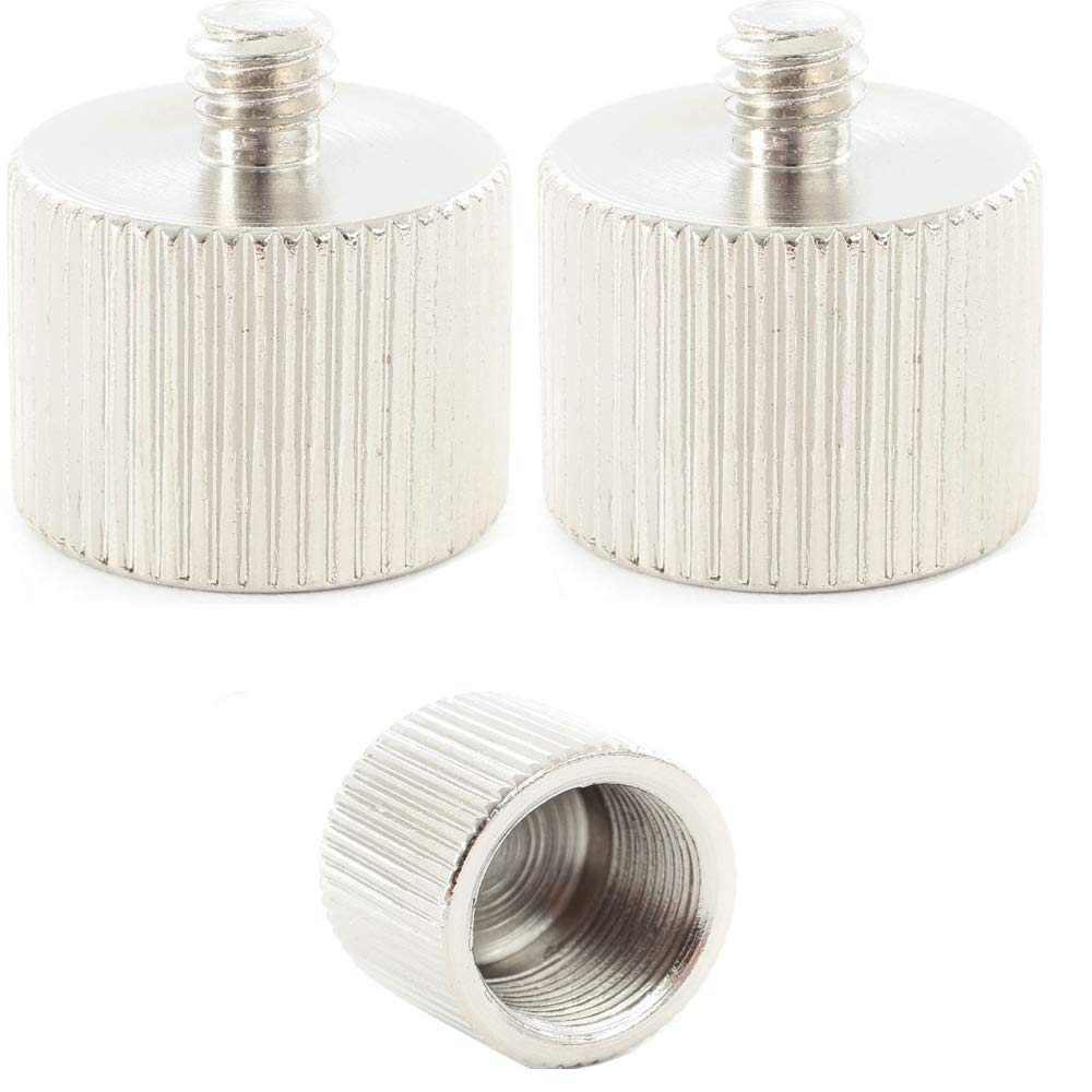 Accessory Basics (2 Pack) Accessorybasics Mic Microphone Stand 5/8"-27 Female To 1/4"-20 Male Thread Camera/Tripod Screw Stud Adapter