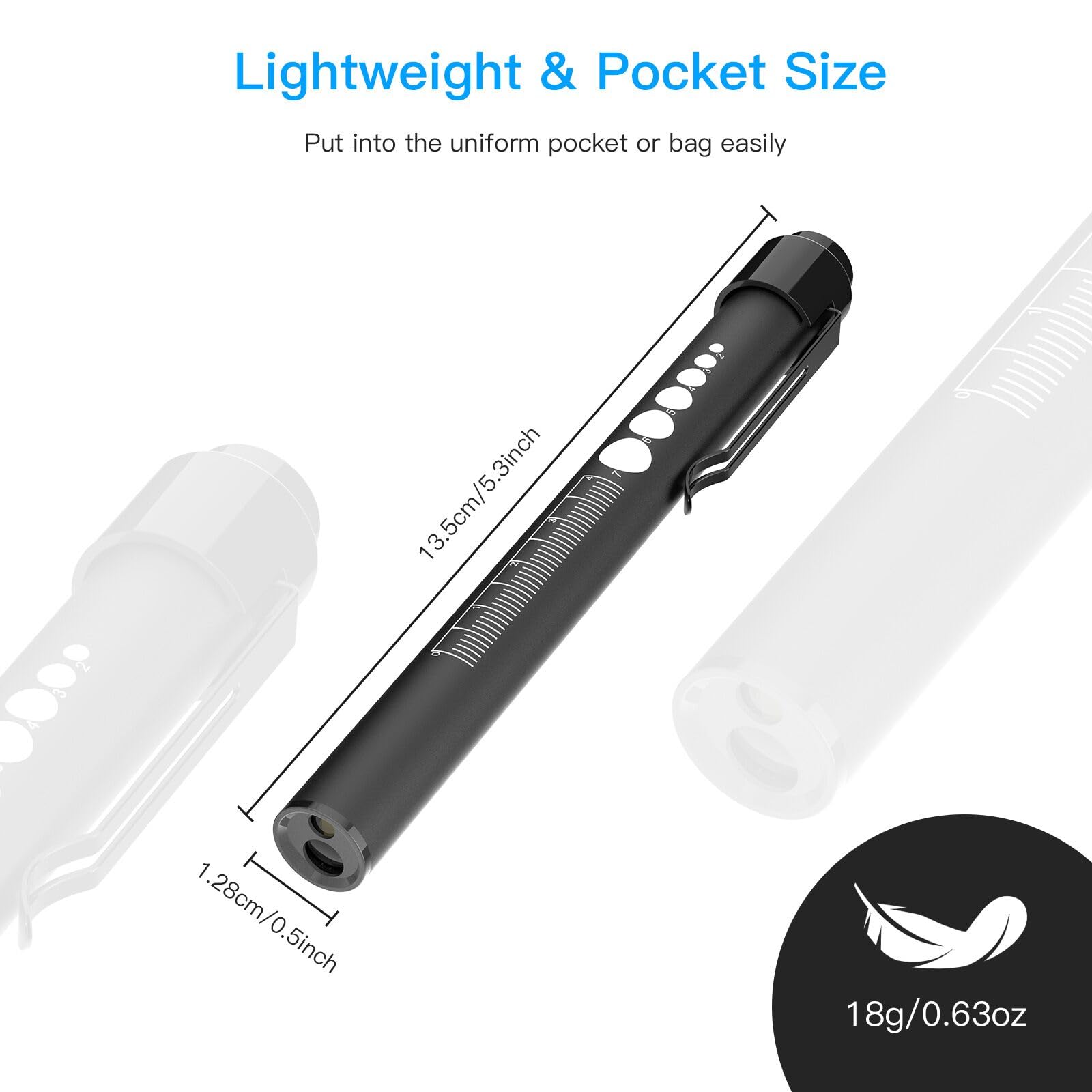 Cosoos 2 Rechargeable Pen Lights With Pupil Gauge & Ruler, Mini Led Penlights For Nurses Doctor, Warm/White Light With Clip, Usb-C Rechargeable Penlight Flashlight For Nursing Student