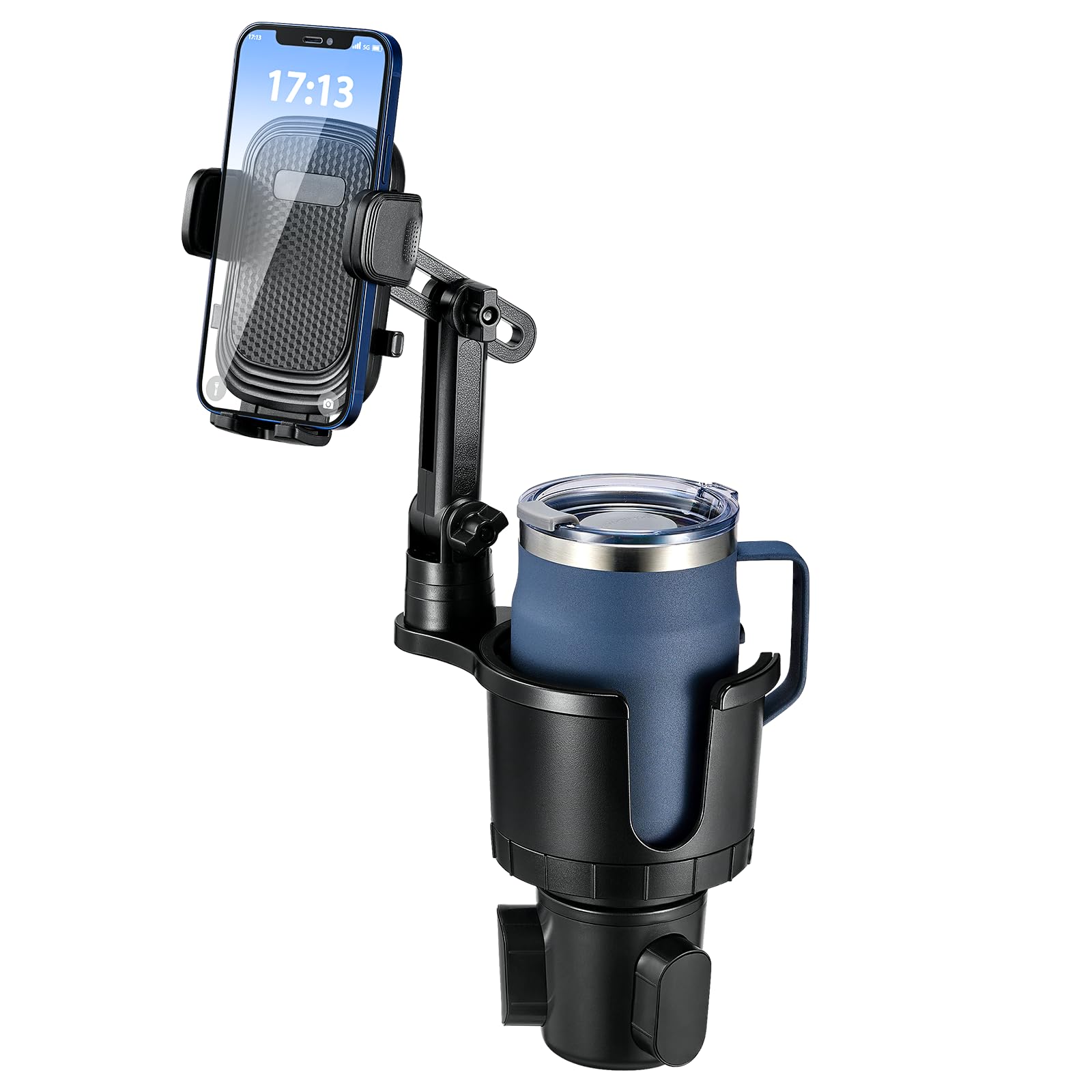This Hill Cup Holder Phone Mount For Car, 2 In 1 Car Cup Phone Holder Expander With Adjustable Base,360 Degree Rotation,Cup Phone Holder For Car Compatible Iphone,Samsung & All Smartphones