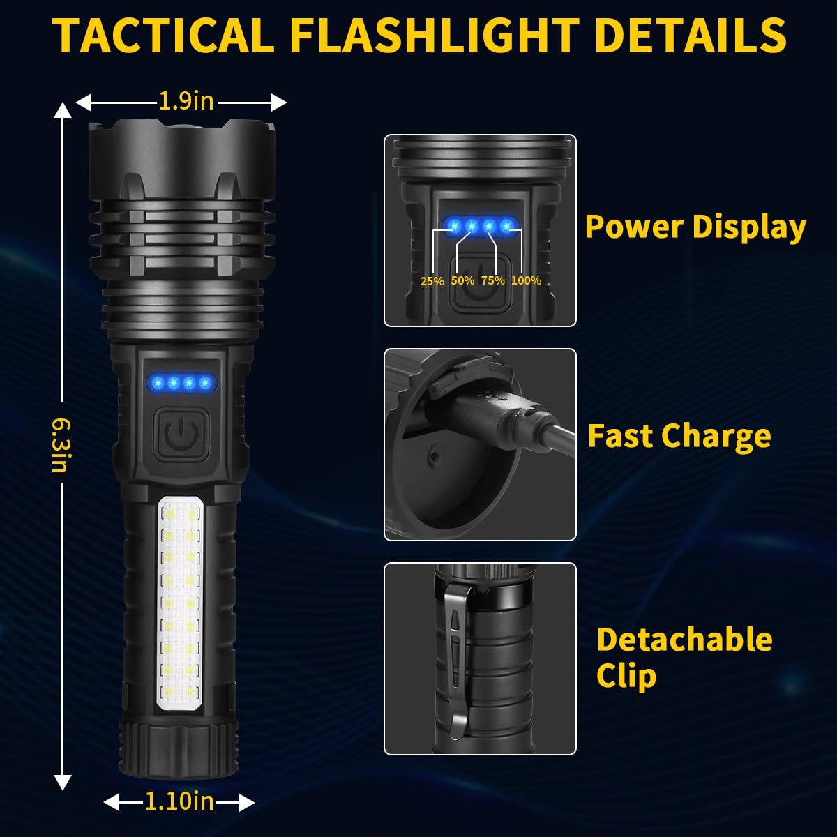 Zioeyiue Rechargeable Flashlights High Lumens 990000, 7Mode Flashlights Rechargeable, Super Bright Flashlight, Adjustable Tactical Flashlight, High Powered Flash Light, Led Flashlight For Emergency Home 2Pack