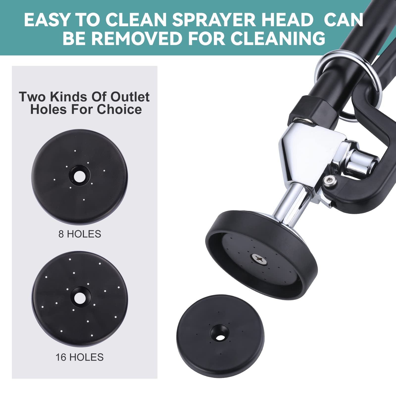 Iviga Pre Rinse Sprayer With Black 7/8"-20Unef Handle Grip Assembly, 1.42 Gpm High Pressure Pull Down Spray Head, Handheld Dish Sprayer Nozzle Replacement Part For Commercial Restaurant Kitchen Sink Faucet