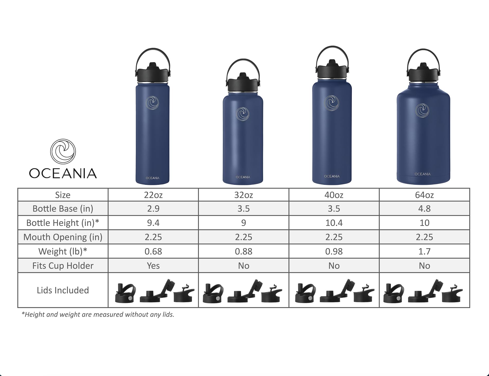 Oceania Flask 40Oz Stainless Steel Water Bottles Modern, Leakproof, Hydro-