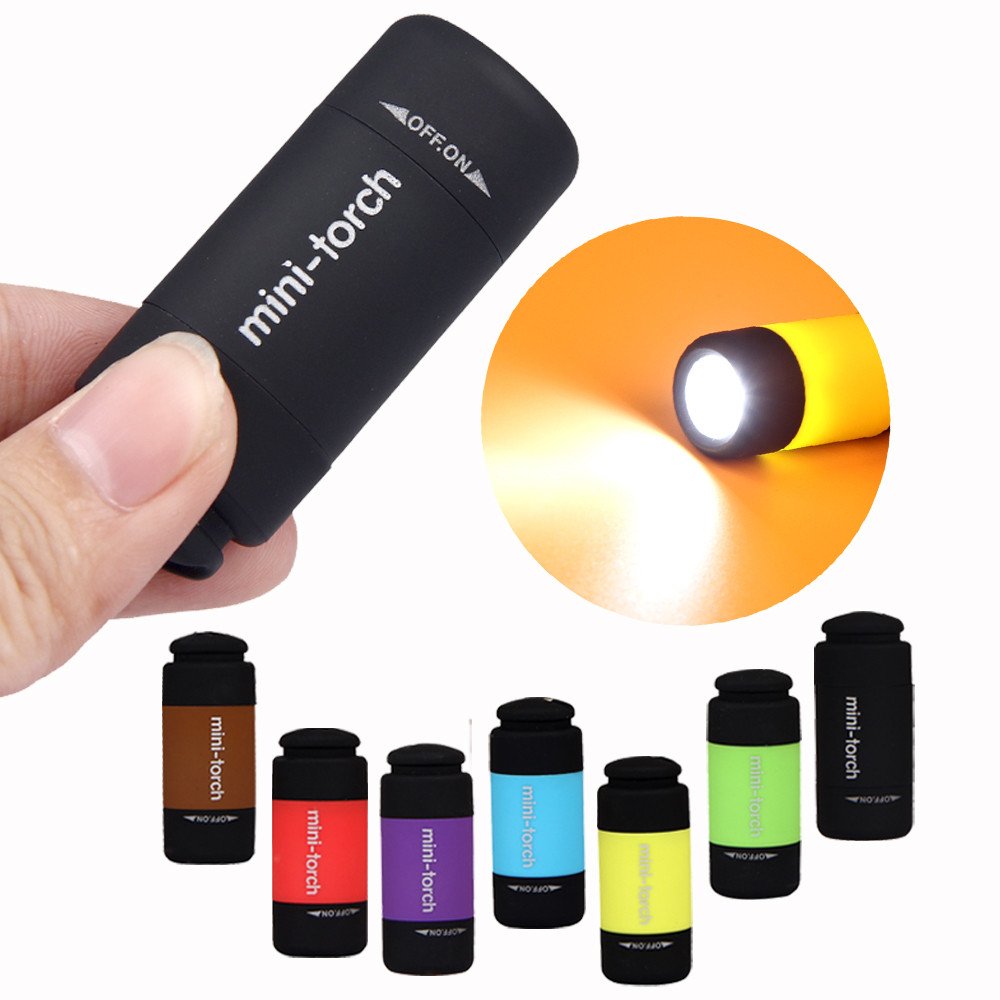 Goldengulf 6Pcs/Pack Mini Usb Charging Colorful Led Flashlight Torch Pocket Size Rotary Switch Rechargeable Pendant Keychain Light Lamp - Color May Vary (6)