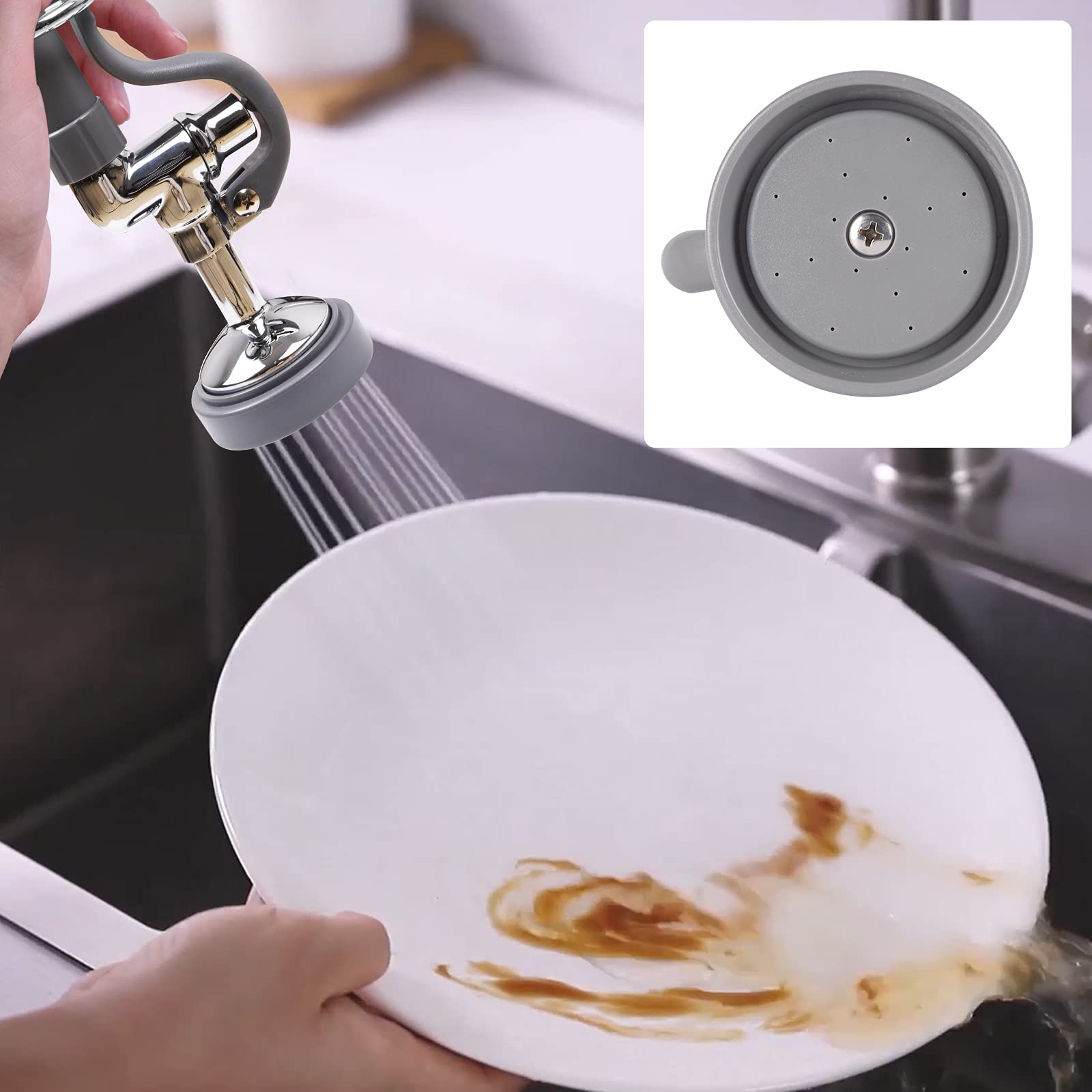 Jzbrain Commercial Sink Sprayer Pre Rinse Sprayer Replacement For Commercial Kitchen Faucet - 1.42 Gpm High Pressure Commercial Dish Sprayer Pre Rinse Spray Valve With Handle Chrome Polished (Grey)