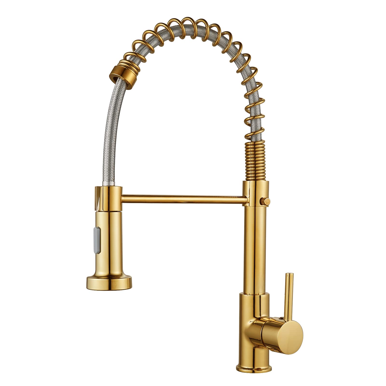 Fvita Kitchen Faucet With Pull Down Sprayer Polished Gold Kitchen Sink Faucet Single Handle Spring Single Hole Faucet For Kitchen Sink