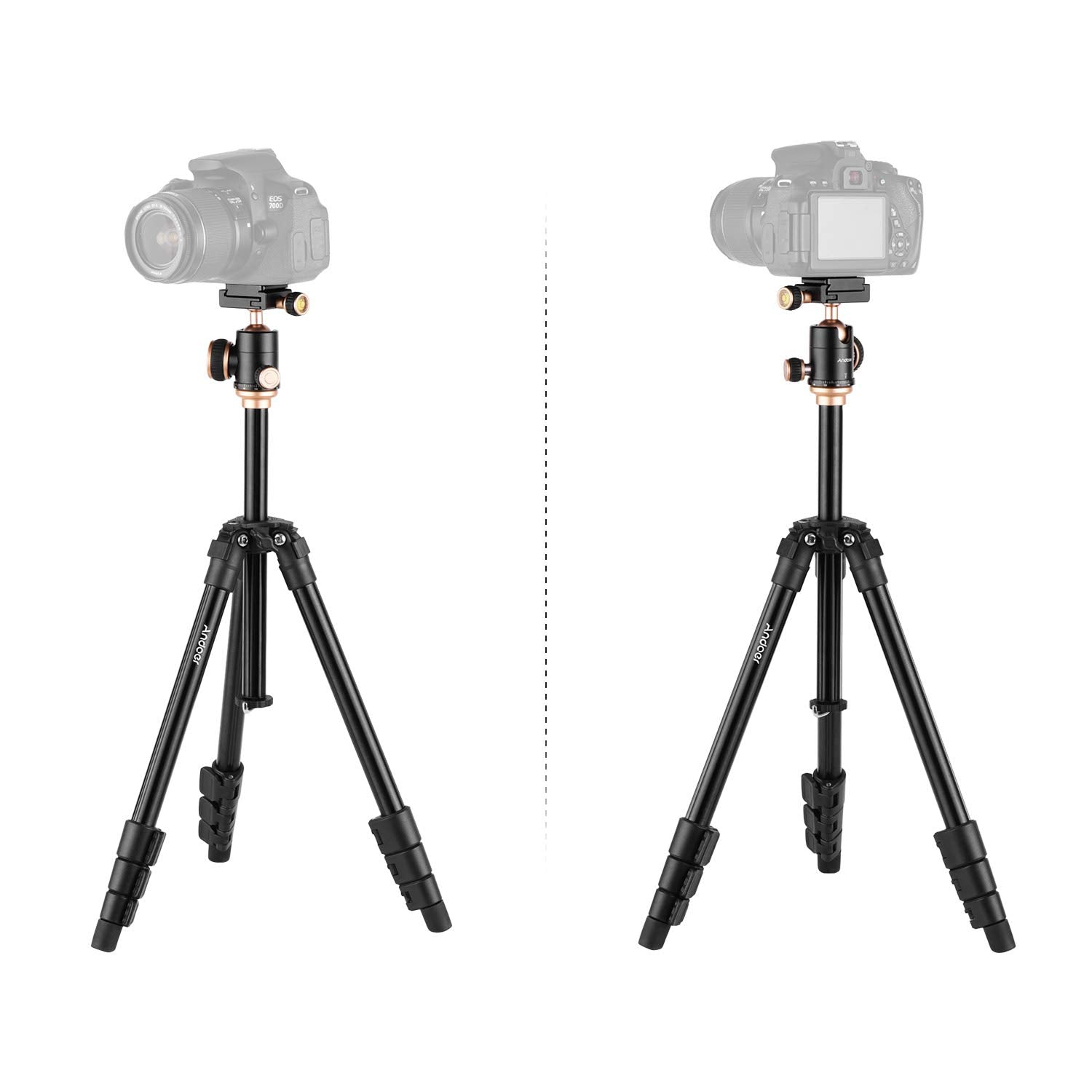 Andoer Q160Sa Camera Tripod Complete Tripods With Panoramic Ballhead Bubble Level Adjustable Height Portable Travel Tripod For Dslr Digital Cameras Camcorder Compatible With Canon Nikon Sony