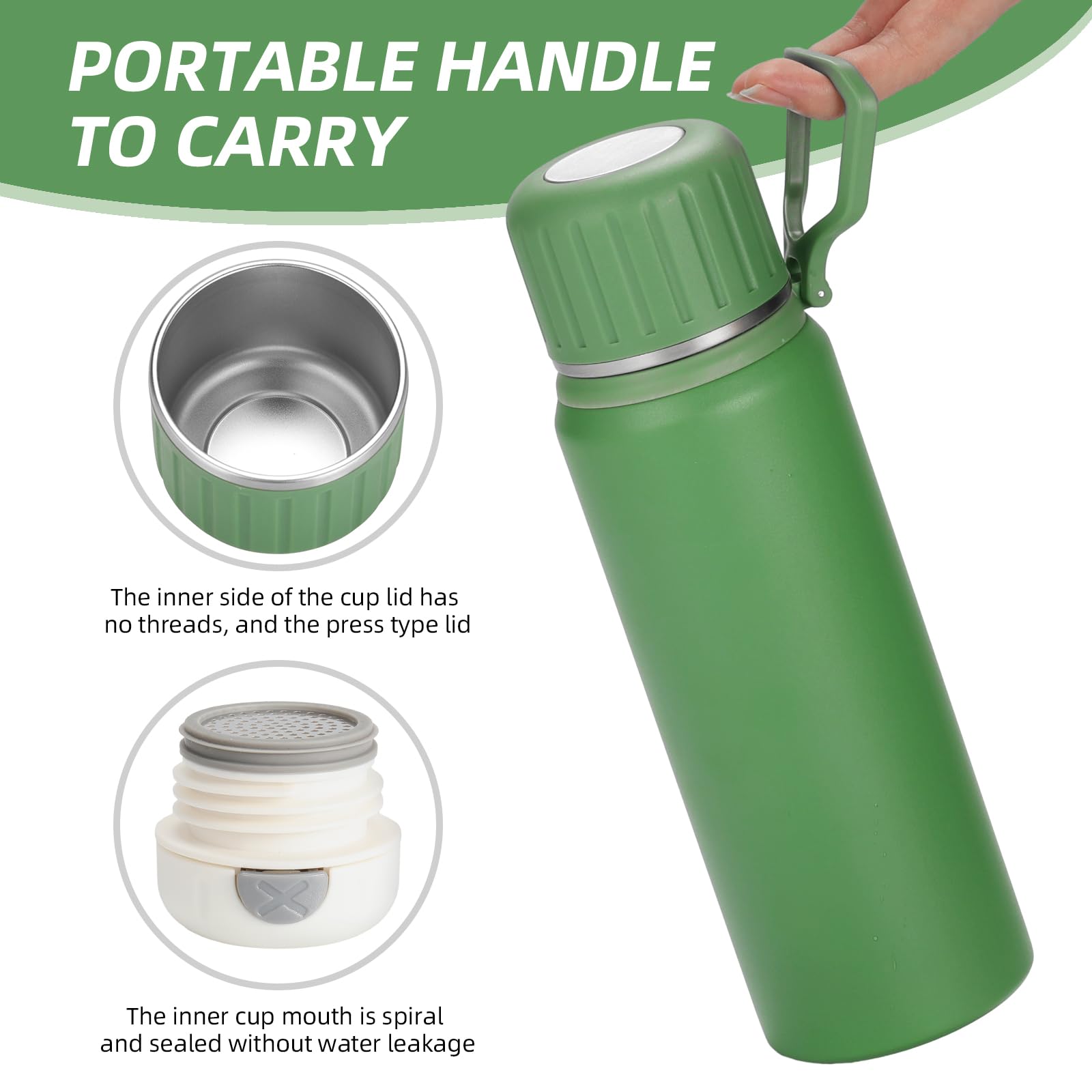 750Ml/27 Oz Coffee Thermo With 3 Cups, Insulated Water Bottle, Stainless Steel Vacuum Flask Set