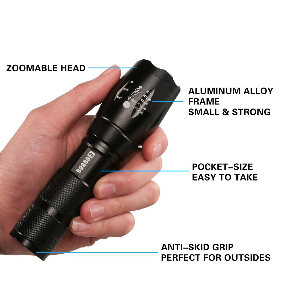 Cosoos 2 Utility Flashlights With Holsters, Bright Led Flashlight 1000 Lumen, 5 Mode Portable Zoomable Waterproof Flash Light For Hiking, Outdoor Camping Gear Essential, No Aaa Battery