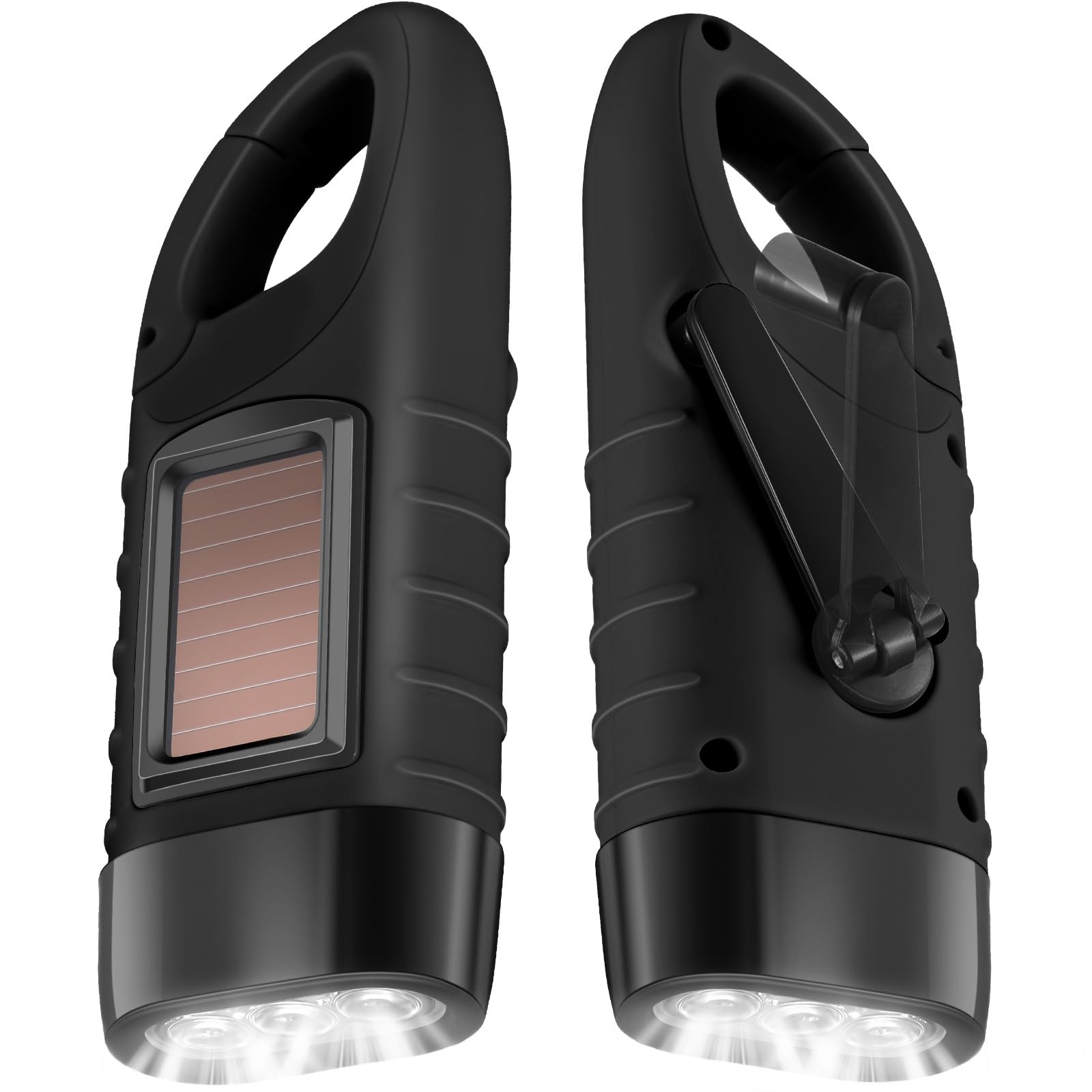 Leelosp 2 Pieces Hand Crank Solar Powered Flashlight Emergency Rechargeable Led Survival Light Dynamo Flashlight Torch For Outdoor Sports Hiking Camping