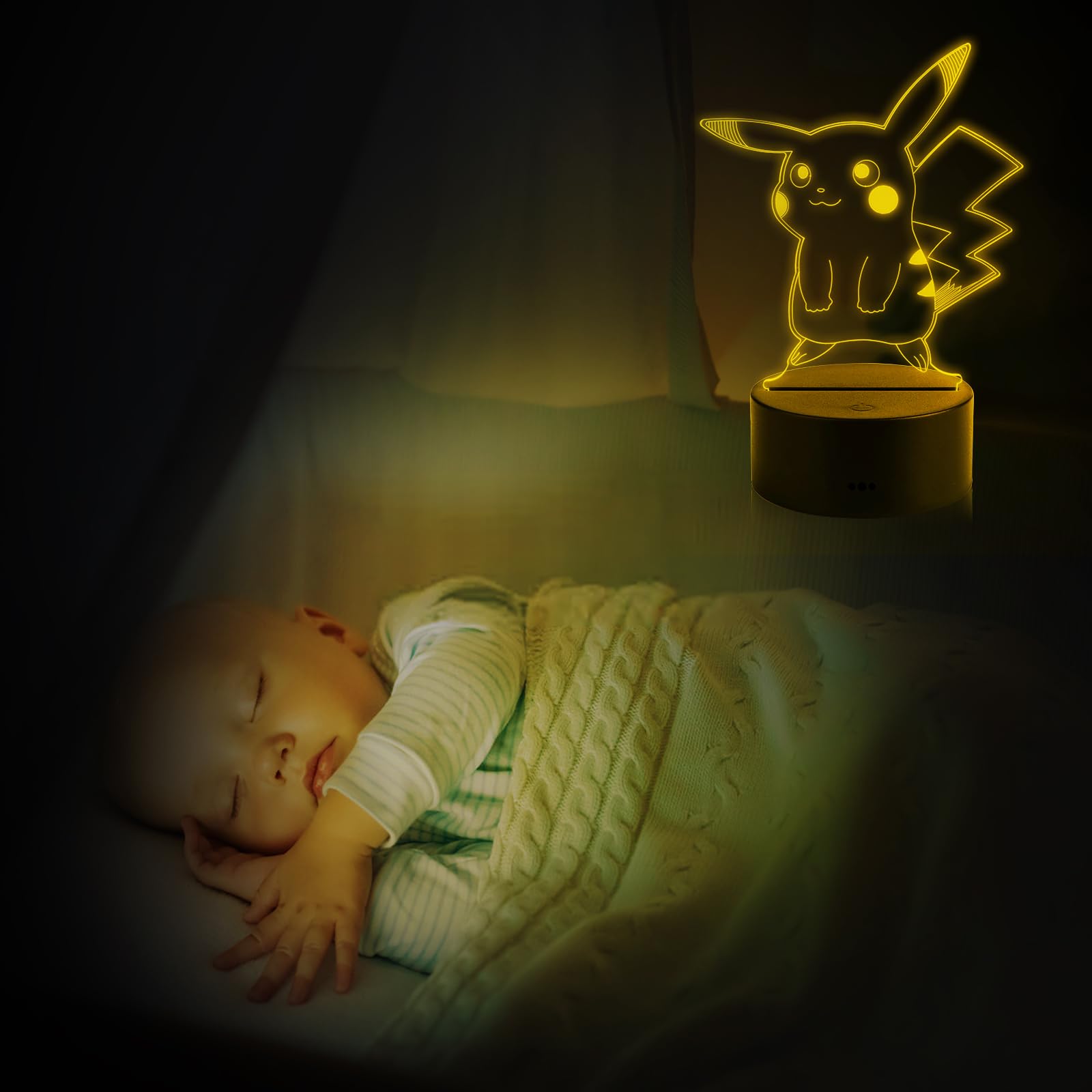 Yiwoo 3D Illusion Night Light,3D Animal Night Light,7 Colors Gradual Changing Touch Switch Usb Table Lamp For Holiday Or Home Decorations