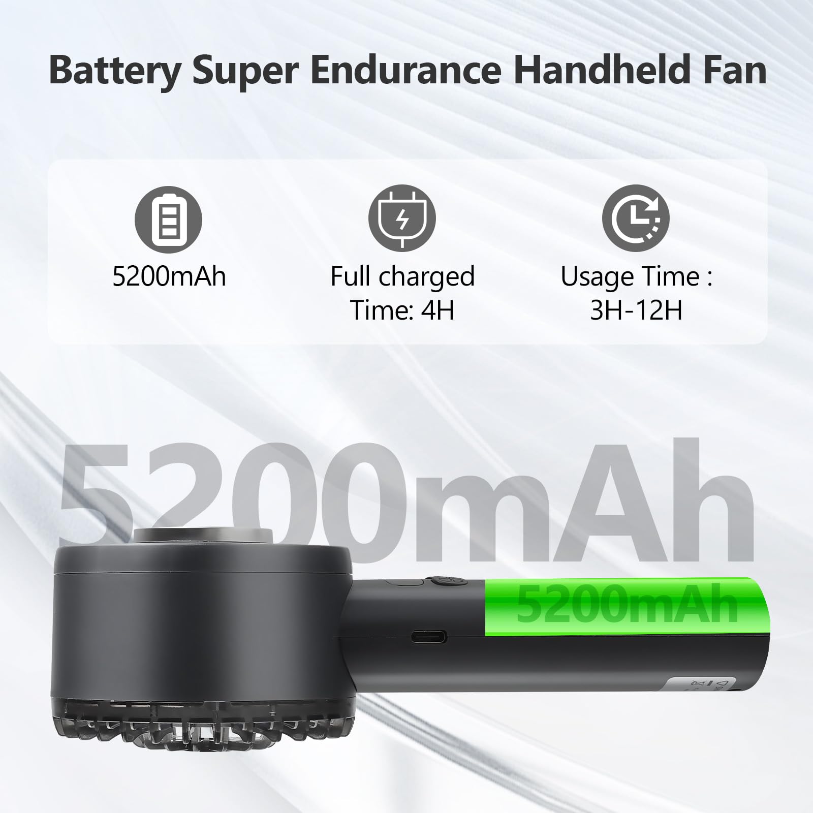 Gudoqi Portable Handheld Fan, 5200Mah Rechargeable Quiet Personal Turbo Fan Blows Cold Air