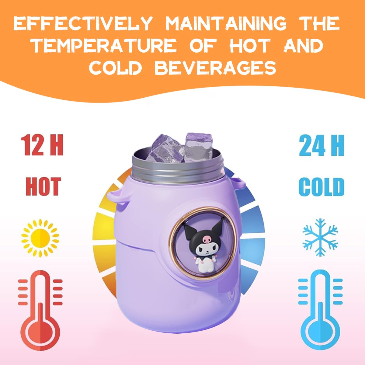 Cute Stainless Steel Water Bottle, Straw Thermos Mug With Portable Stylish Perfect Sport Set