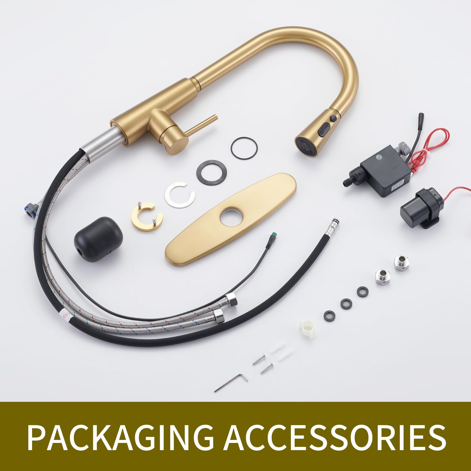 Tohlar Gold Touchless Kitchen Sink Faucet, Smart Bar Faucets With Pull Down Sprayer, 1 Or 3 Hole Design Single Handle 304 Stainless Steel Motion Sensor Faucets For Kitchen Bar Sink Rv