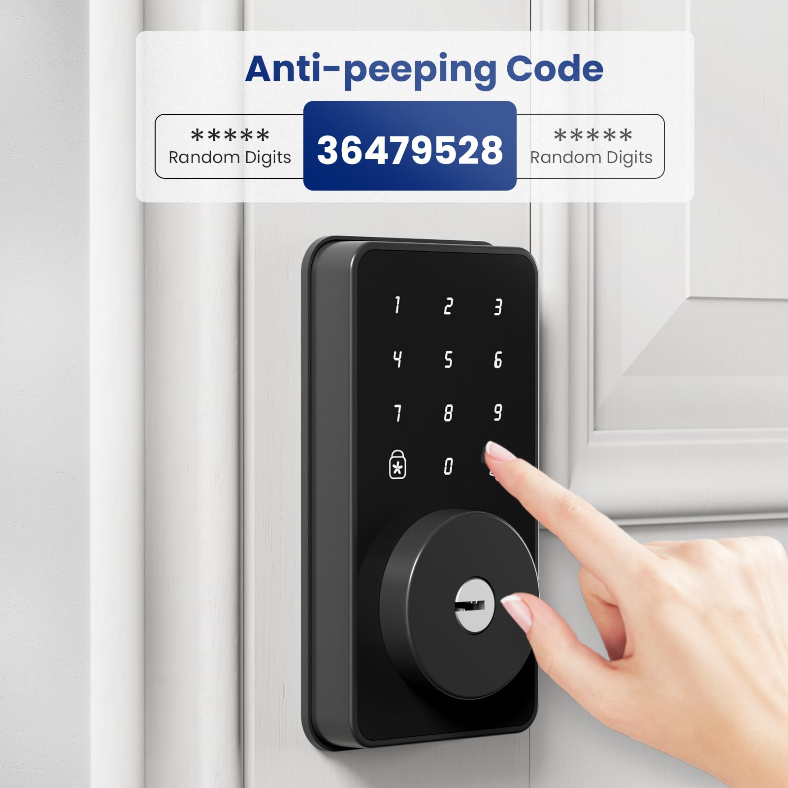 Biquole Keyless Entry Door Lock With Keypad-Electronic Door Lock With Code - Digital Deadbolt Auto Lock No App &Wifi Suitable For Office Front/Exterior Door