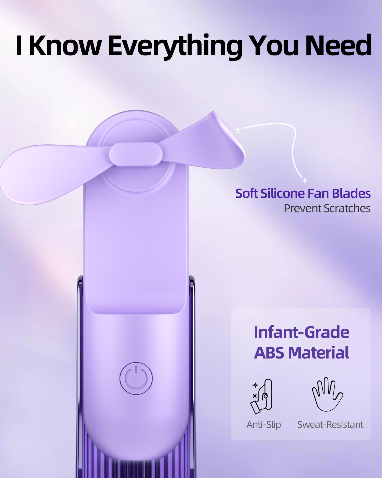 Portable Handheld Foldable Mini Pocket Fan, 3-Speed Usb-C Rechargeable Quiet Personal Fan For Travel