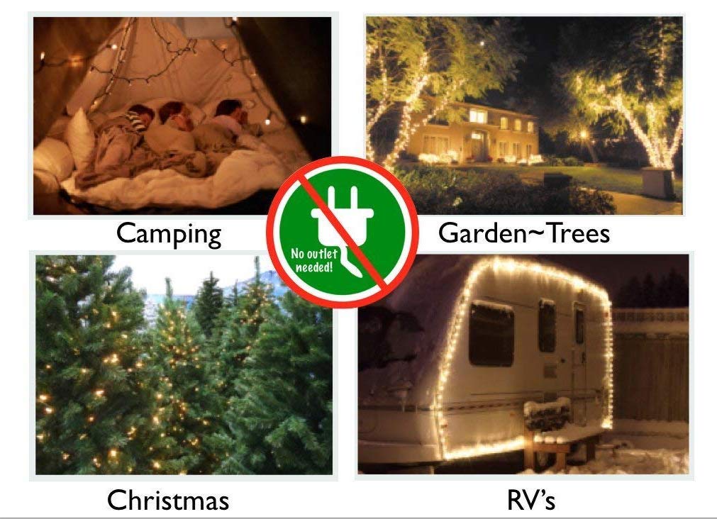 Devida Solar String Lights 120 Warm White Led, Easy To Install, Automatically Turns On At Night, Outdoor Waterproof, 55 Ft Set Includes 13 Ft Lead Wire Plus 42 Ft Lighted Strands For Tree Wrap