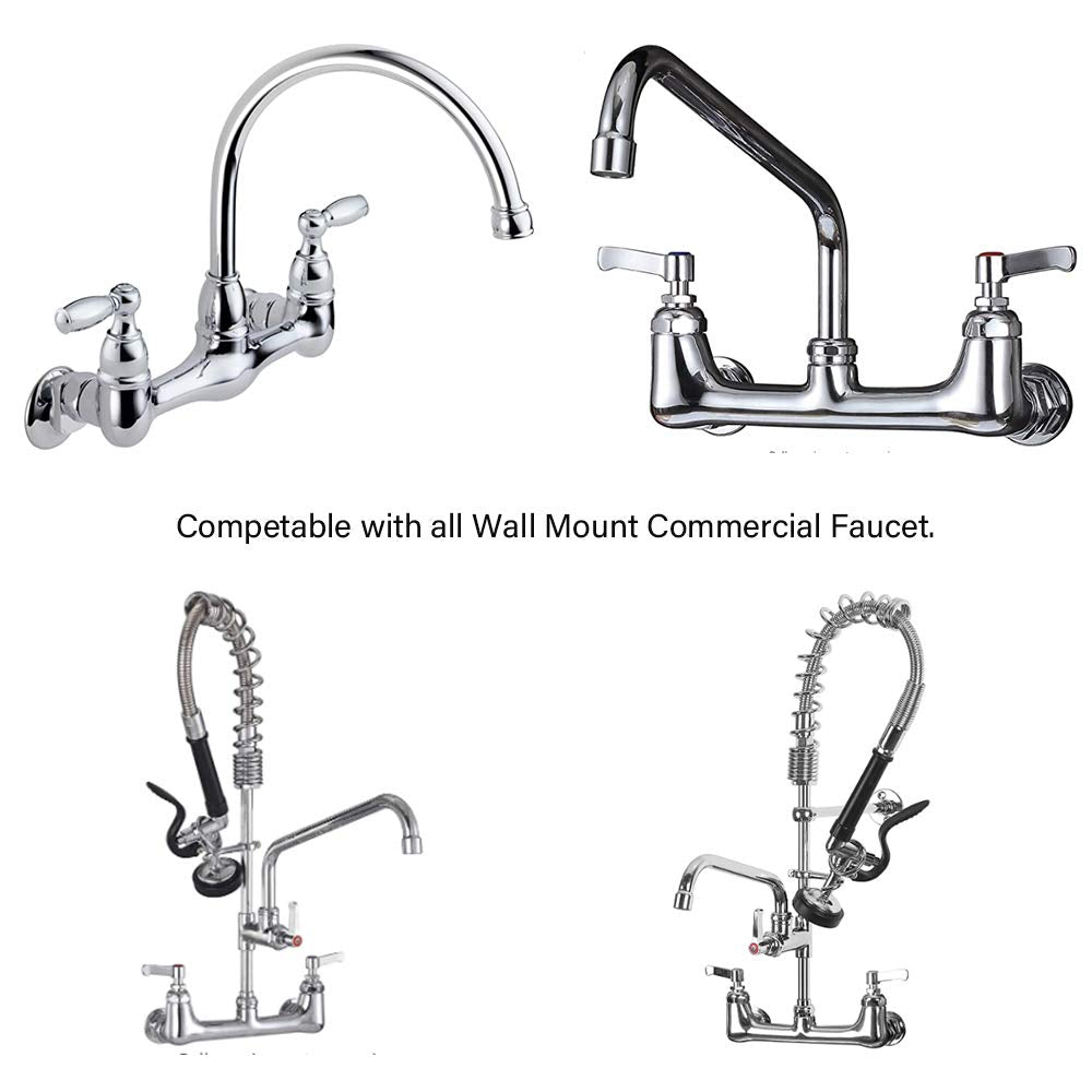 Kwode Commercial Wall Mount Faucet Installation Kit, Wall Mount Kitchen Faucet Backsplash Mount Set For Stainless Steel Commercial Kitchen Prep & Utility Sink