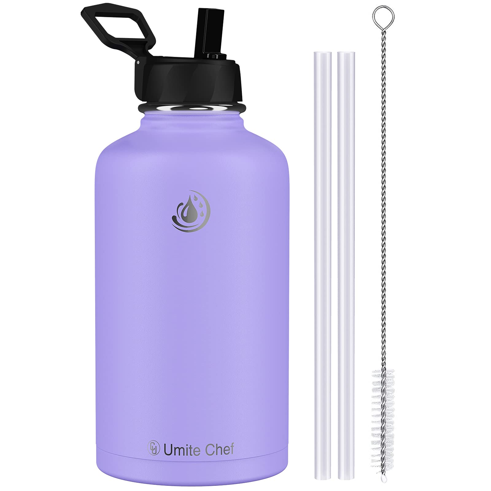 Umite Chef Stainless Steel Water Bottle With Straw, 64 Oz Wide Mouth Vacuum Insulated Sports Water