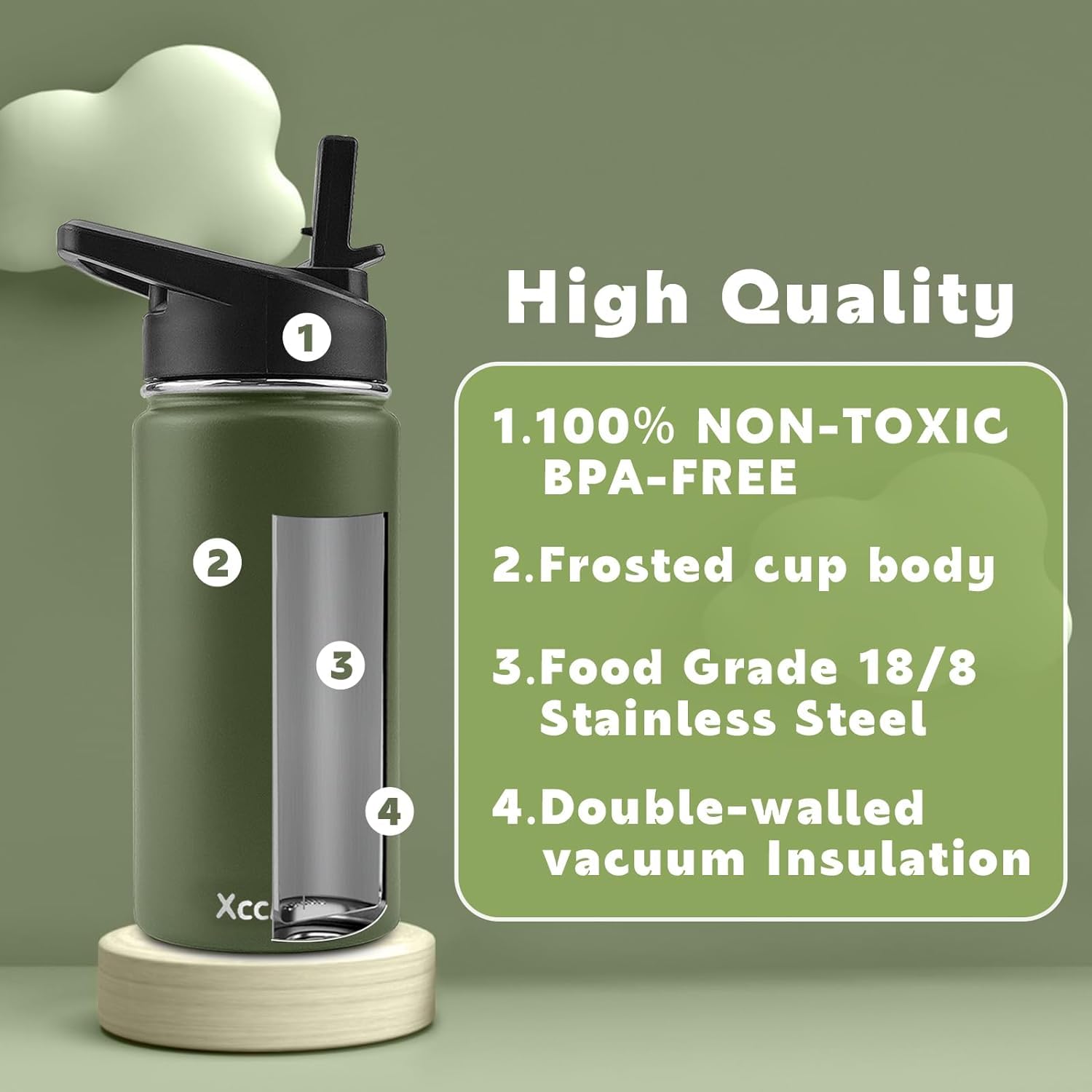 16 Oz Kids Water Bottle 2 Pack,Water Bottles For School Kids,Metal Water Bottle Kids,Insulated Kids