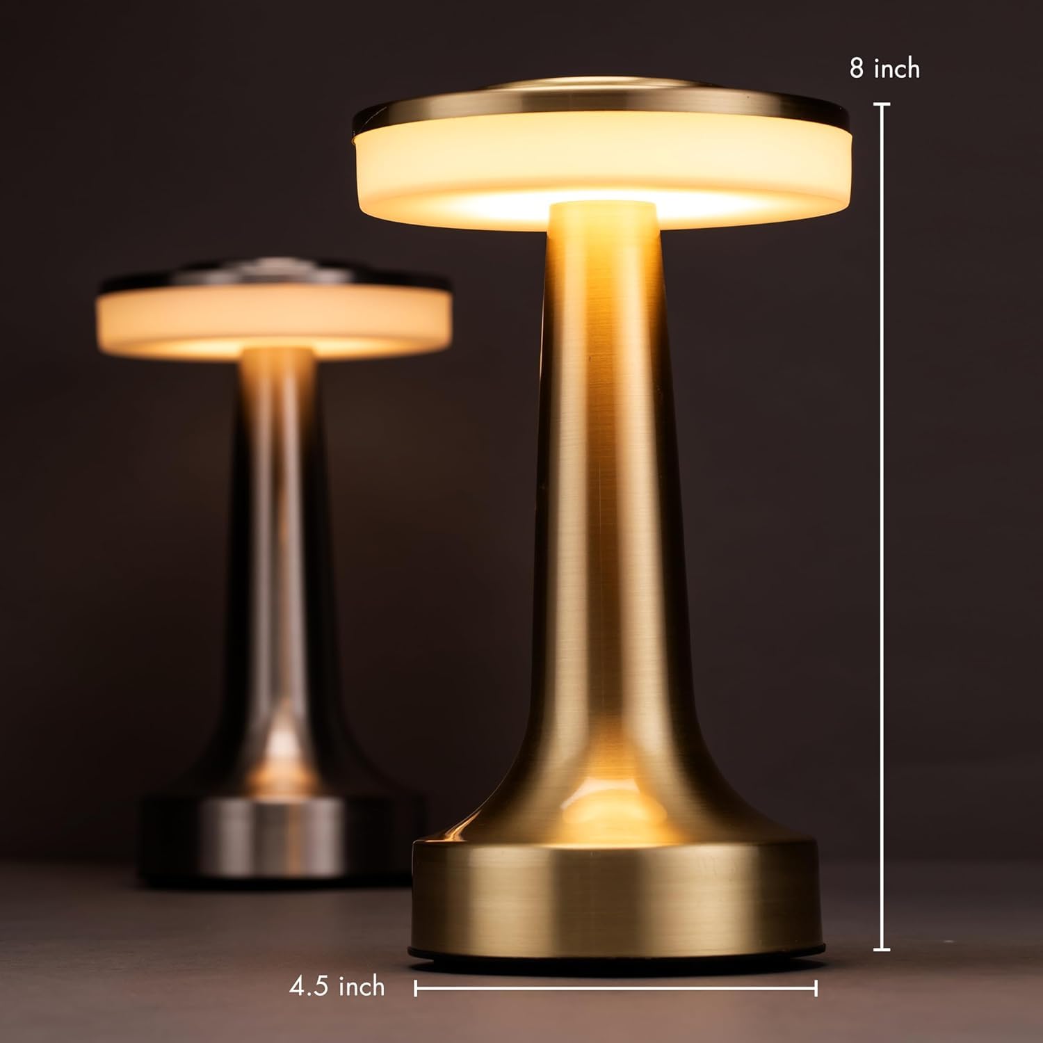 Oukens Portable Led Table Lamp,Retro Touch Lamps, Control 3 Levels Color Temperature Rechargeable Table Night Lamp, Nightstand Lamp Bedside Lamp For Hotel (Silvery)