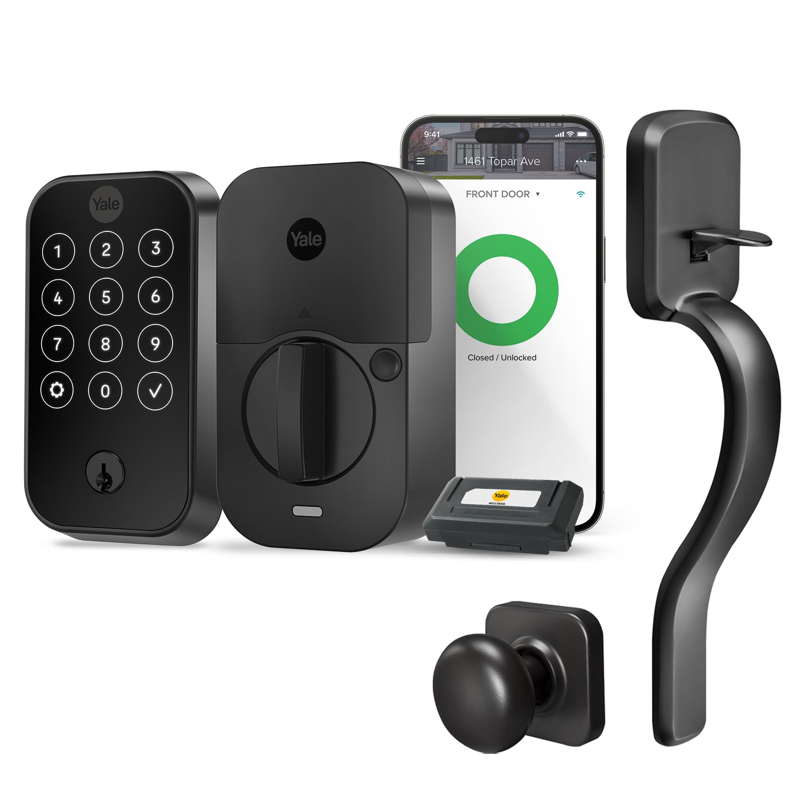 Yale Assure Lock 2 Touchscreen With Wi-Fi And Ridgefield Handle In Black Suede