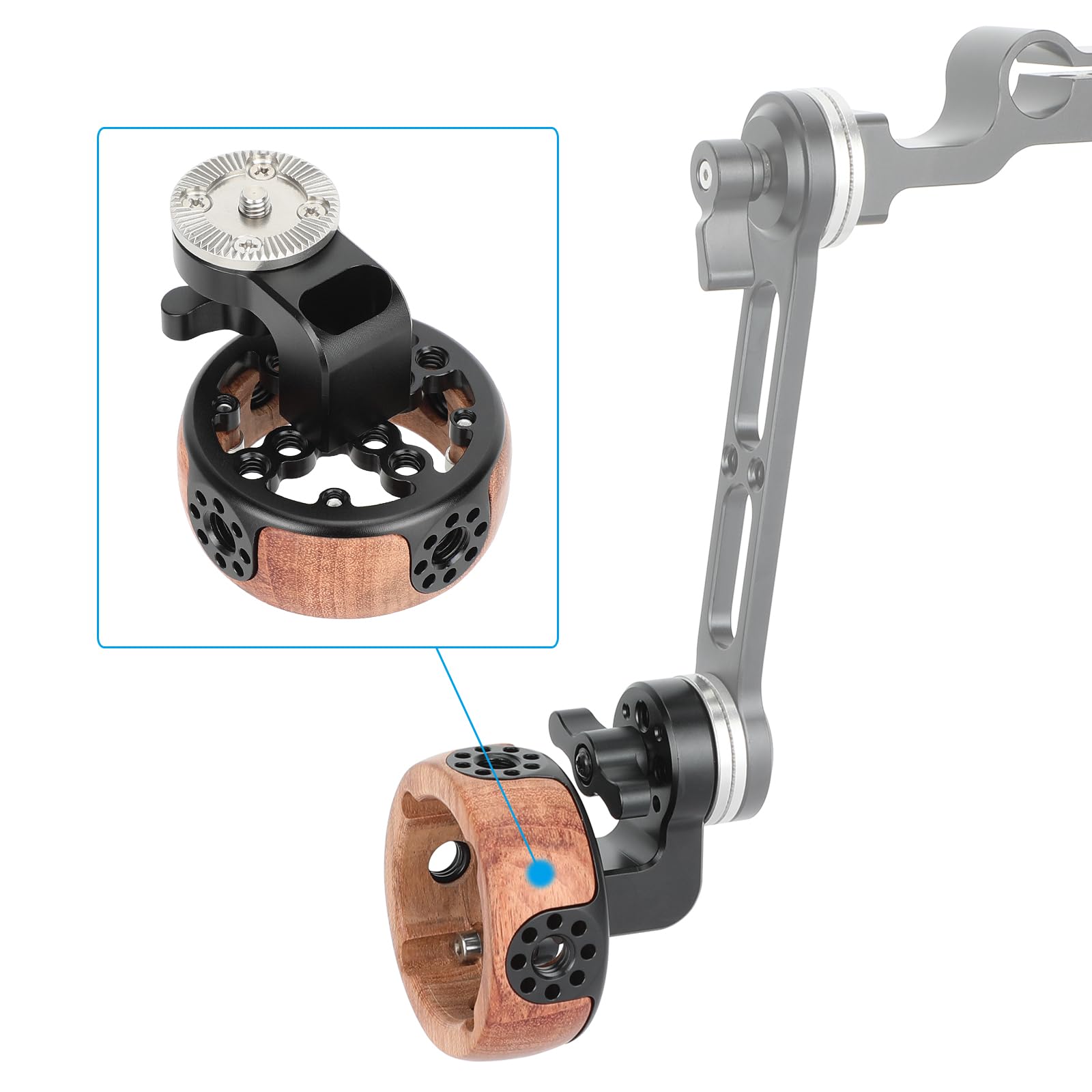 Camvate Wooden Handgrip With M6 Rosette Compatible Extension Adapter - 3524